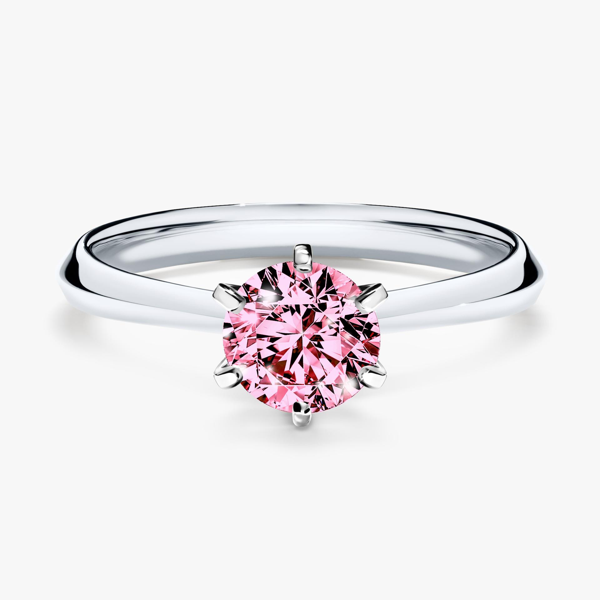 Pierscionek zareczynowy z diamentem rozowym 080 CT z bialego zlota my queen 01