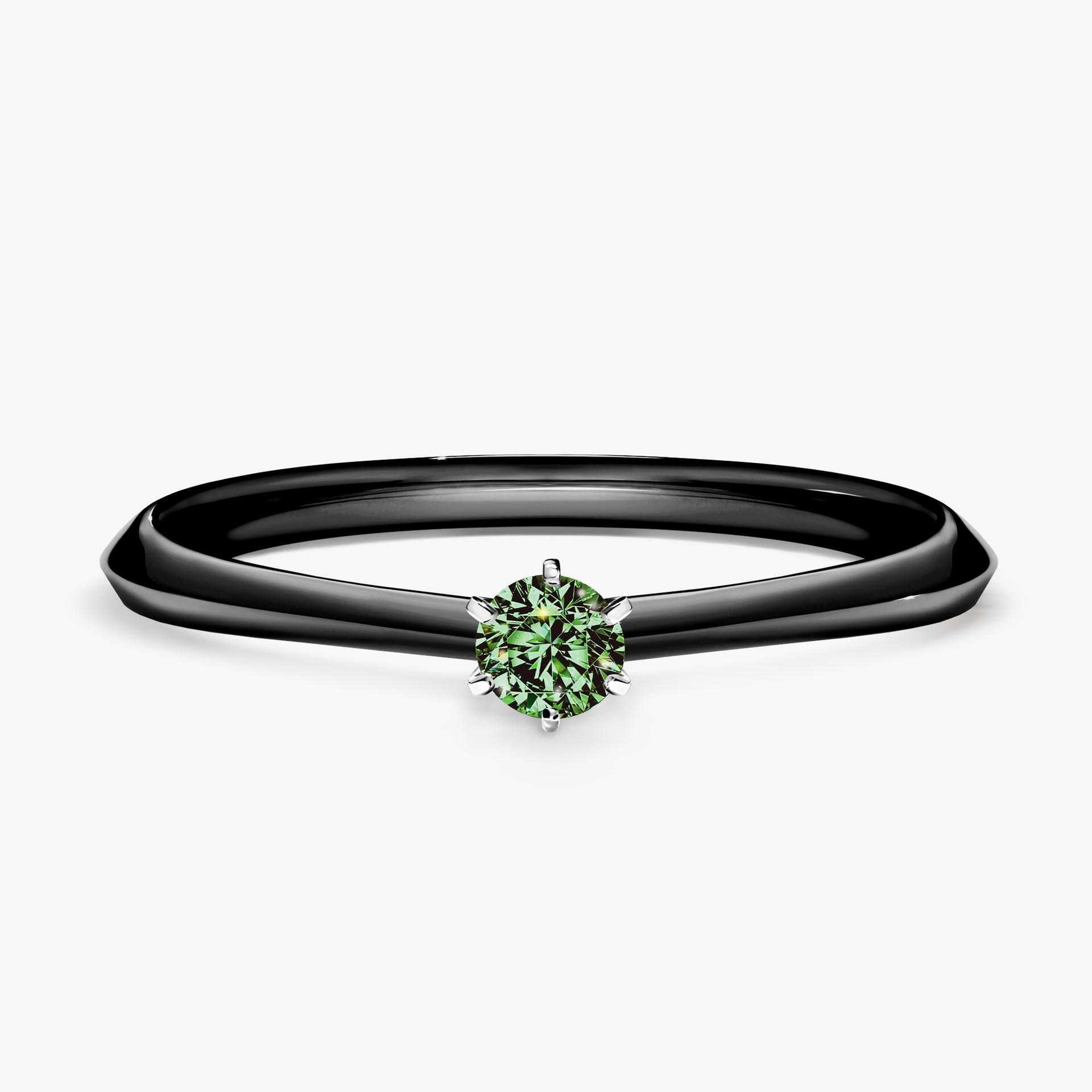 Pierscionek zareczynowy z diamentem zielony_ciemny 010 CT z czarnego zlota my queen 01