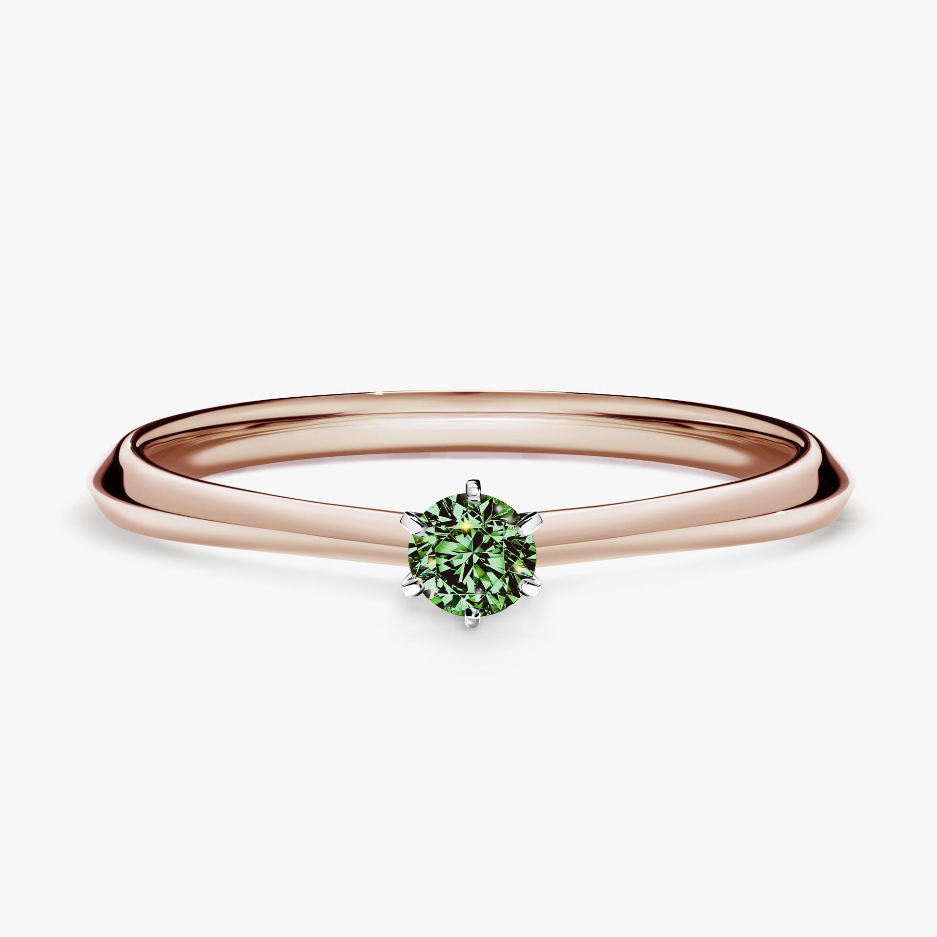 Pierscionek zareczynowy z diamentem zielony_ciemny 010 CT z rozowego zlota my queen 01