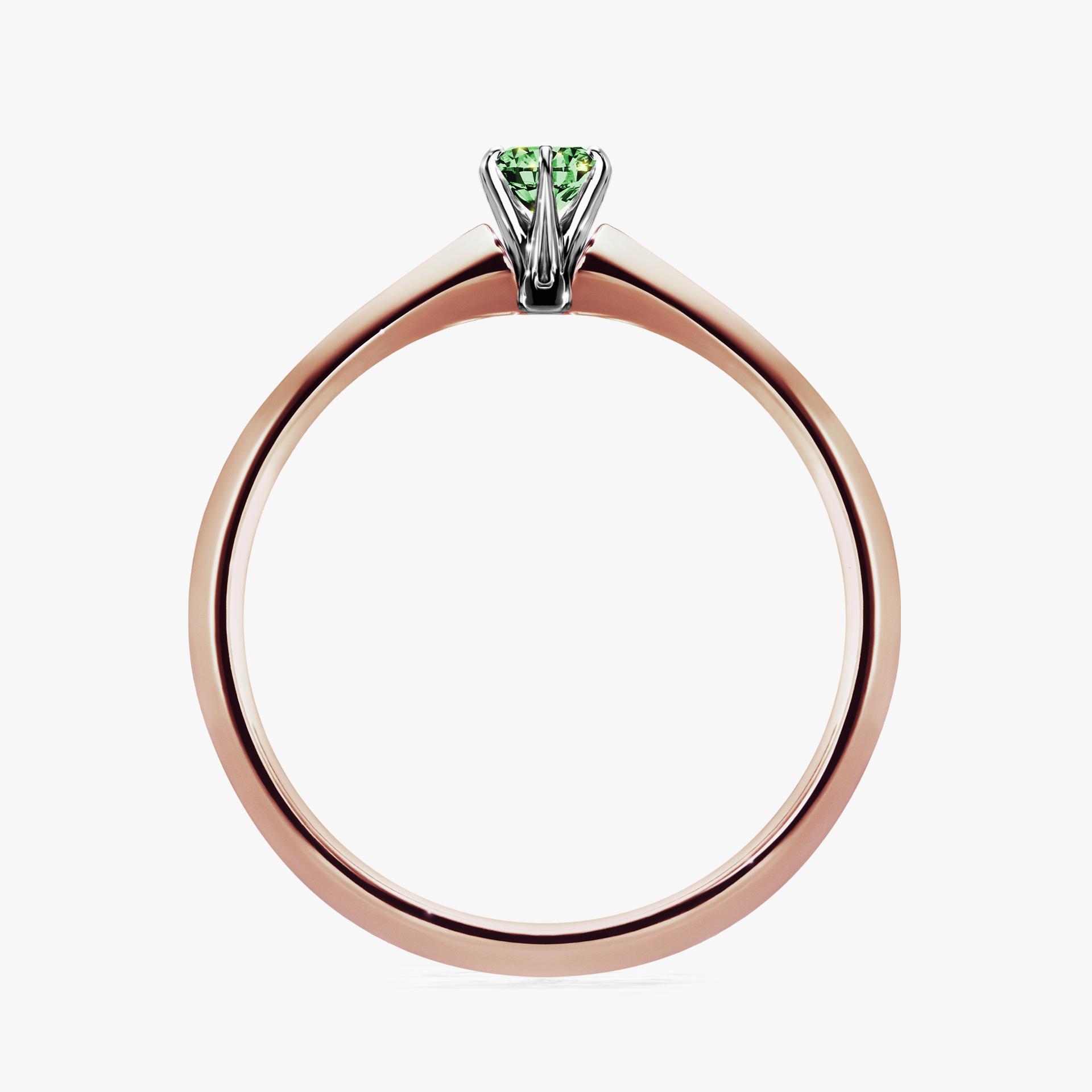 Pierscionek zareczynowy z diamentem zielony_ciemny 010 CT z rozowego zlota my queen 02