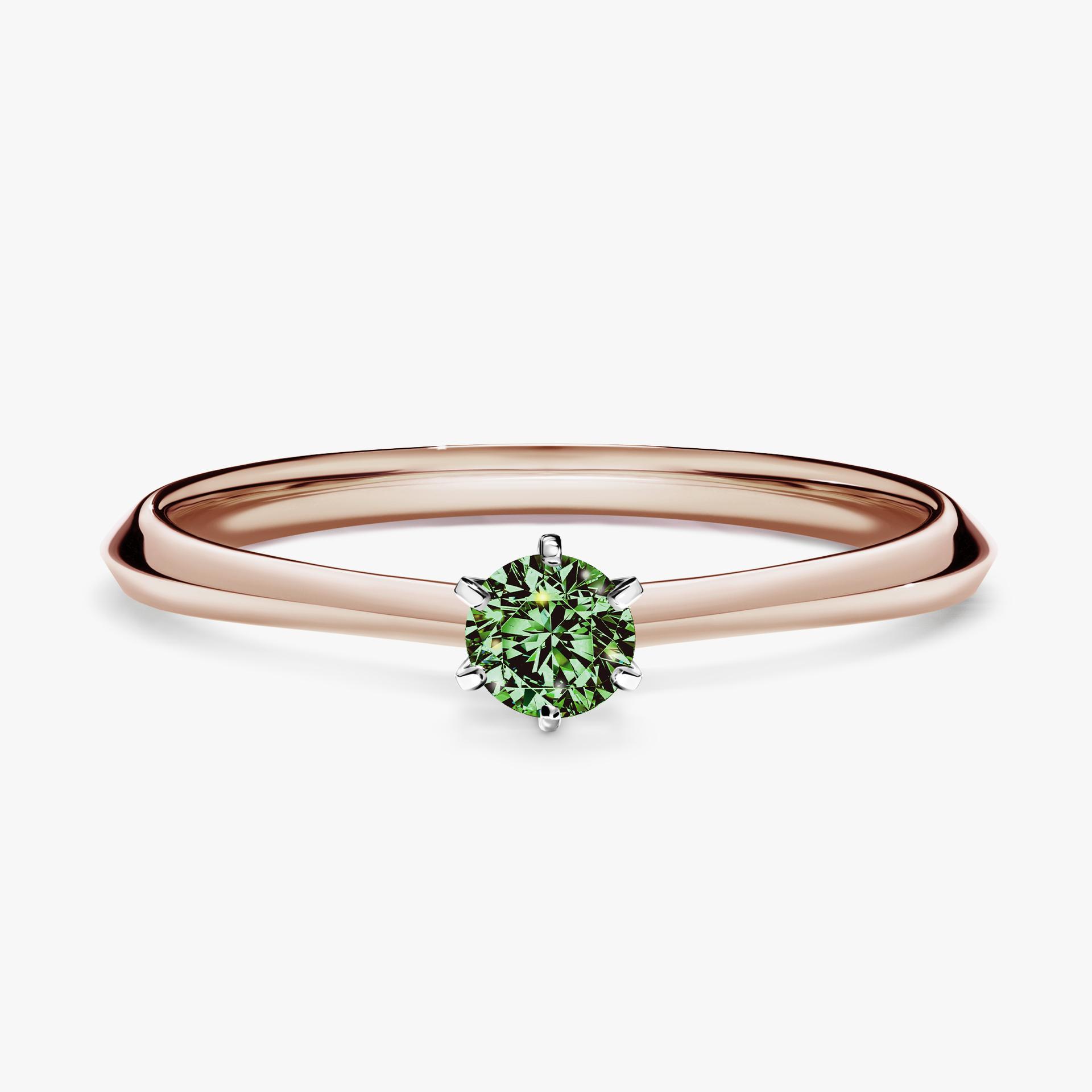Pierscionek zareczynowy z diamentem zielony_ciemny 017 CT z rozowego zlota my queen 01