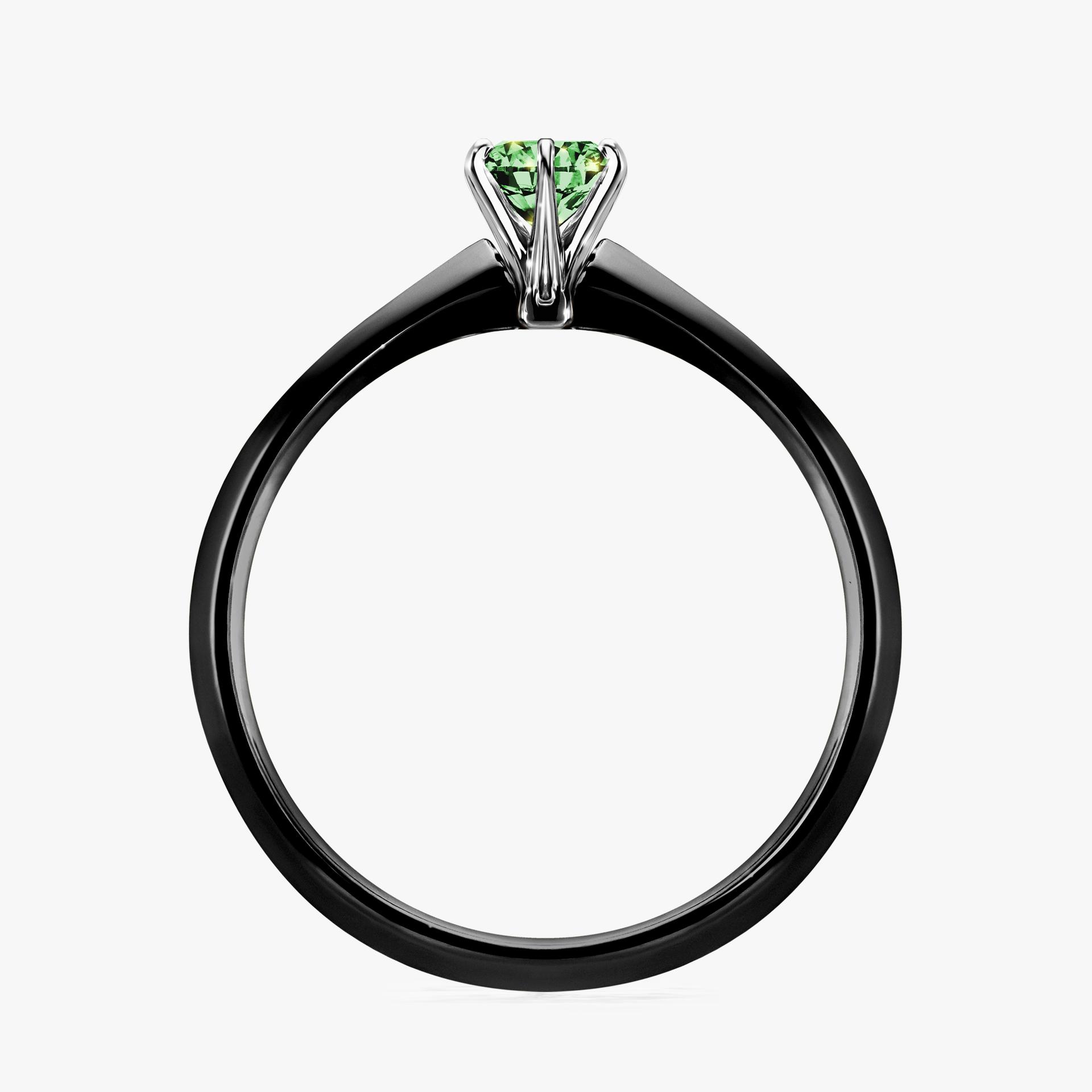Pierścionek zaręczynowy My Queen z czarnego złota z ciemnym zielonym diamentem 0,25ct