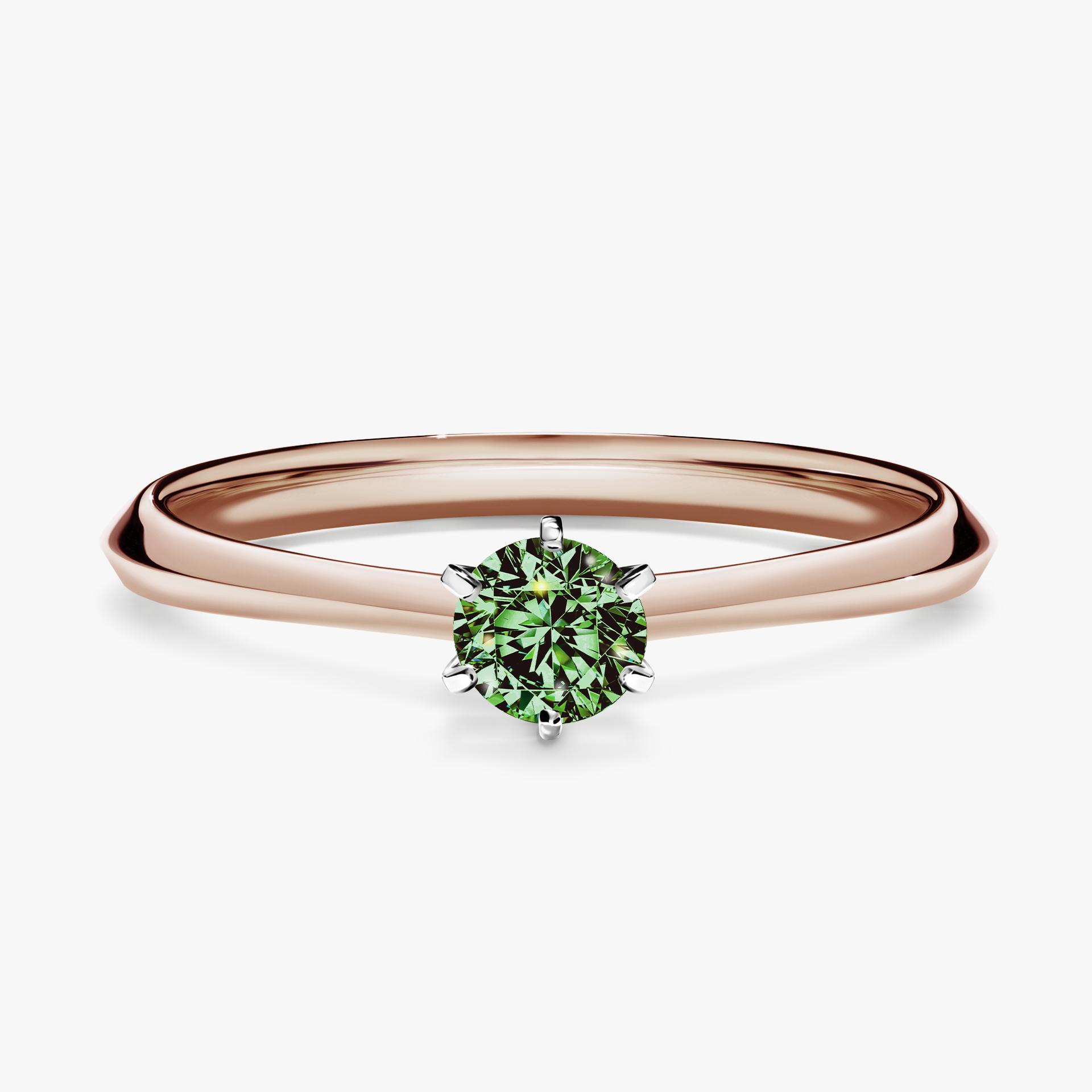 Pierscionek zareczynowy z diamentem zielony_ciemny 025 CT z rozowego zlota my queen 01