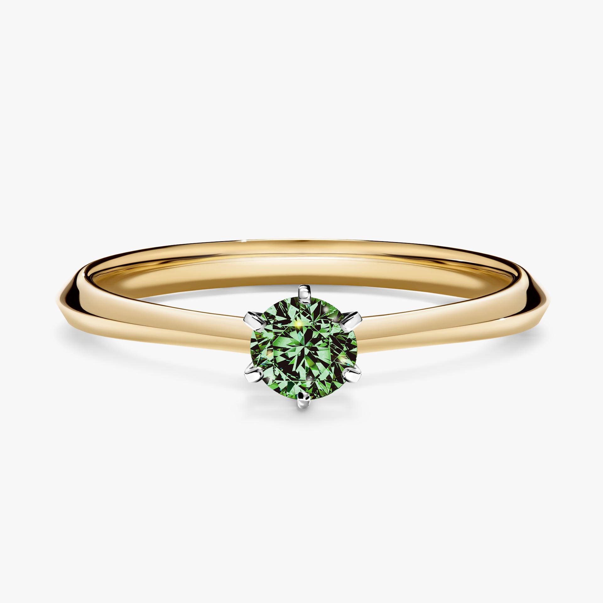Pierscionek zareczynowy z diamentem zielony_ciemny 025 CT z zoltego zlota my queen 01