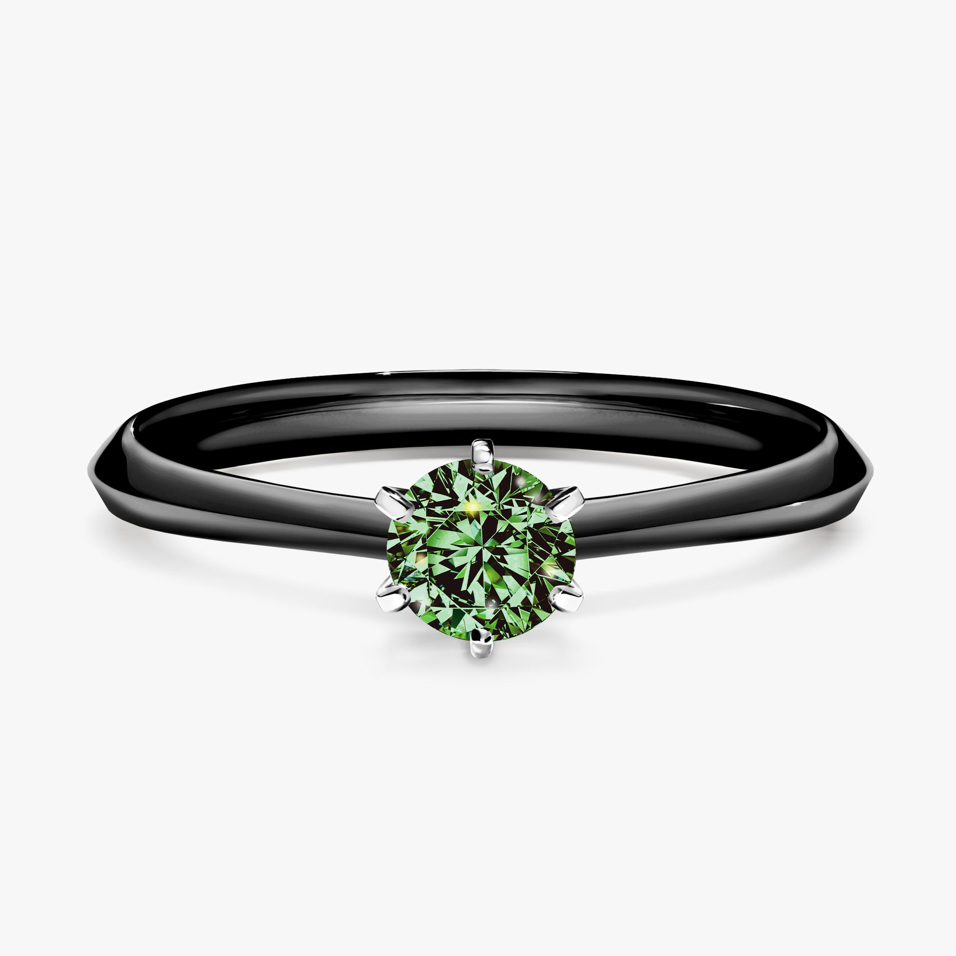 Pierscionek zareczynowy z diamentem zielony_ciemny 030 CT z czarnego zlota my queen 01