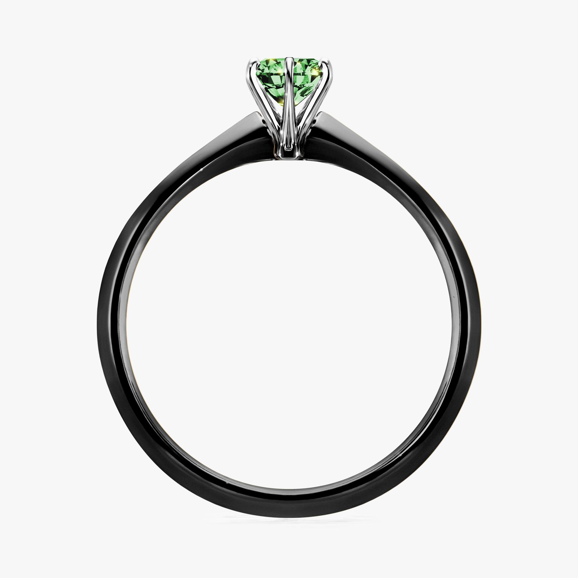 Pierscionek zareczynowy z diamentem zielony_ciemny 030 CT z czarnego zlota my queen 02