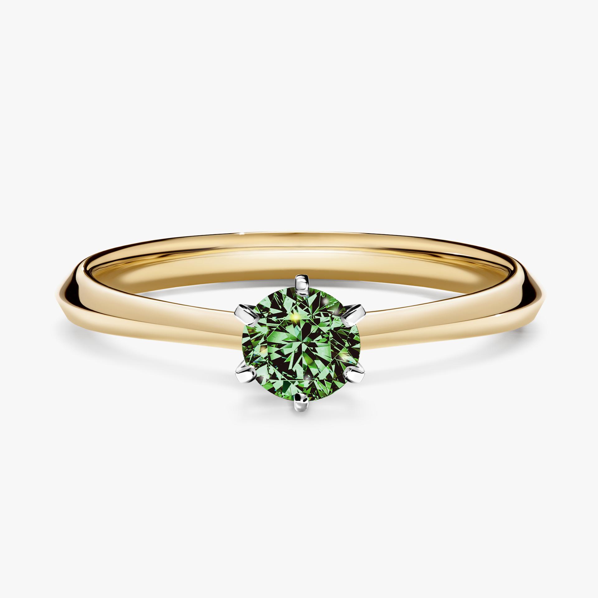 Pierscionek zareczynowy z diamentem zielony_ciemny 030 CT z zoltego zlota my queen 01