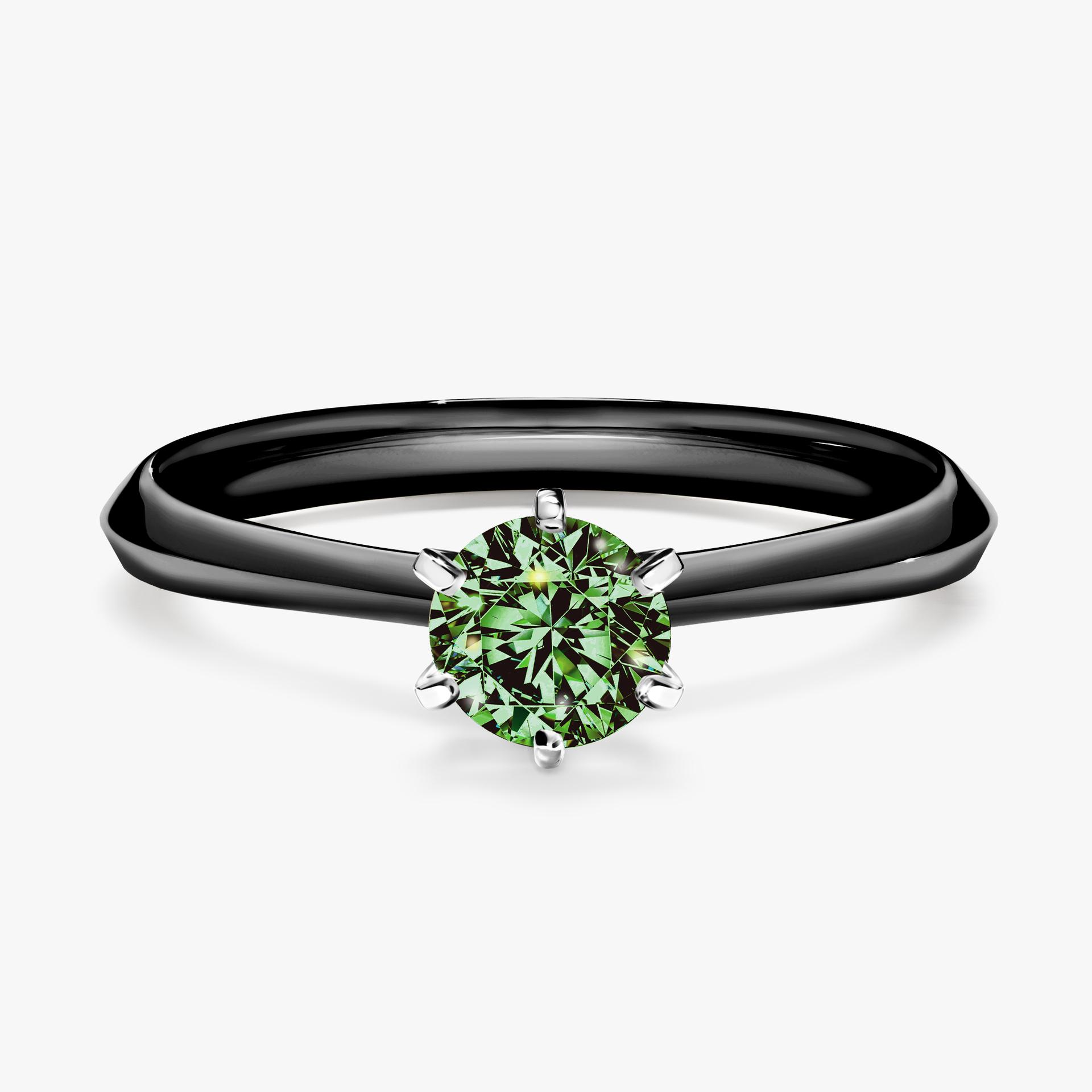 Pierscionek zareczynowy z diamentem zielony_ciemny 050 CT z czarnego zlota my queen 01