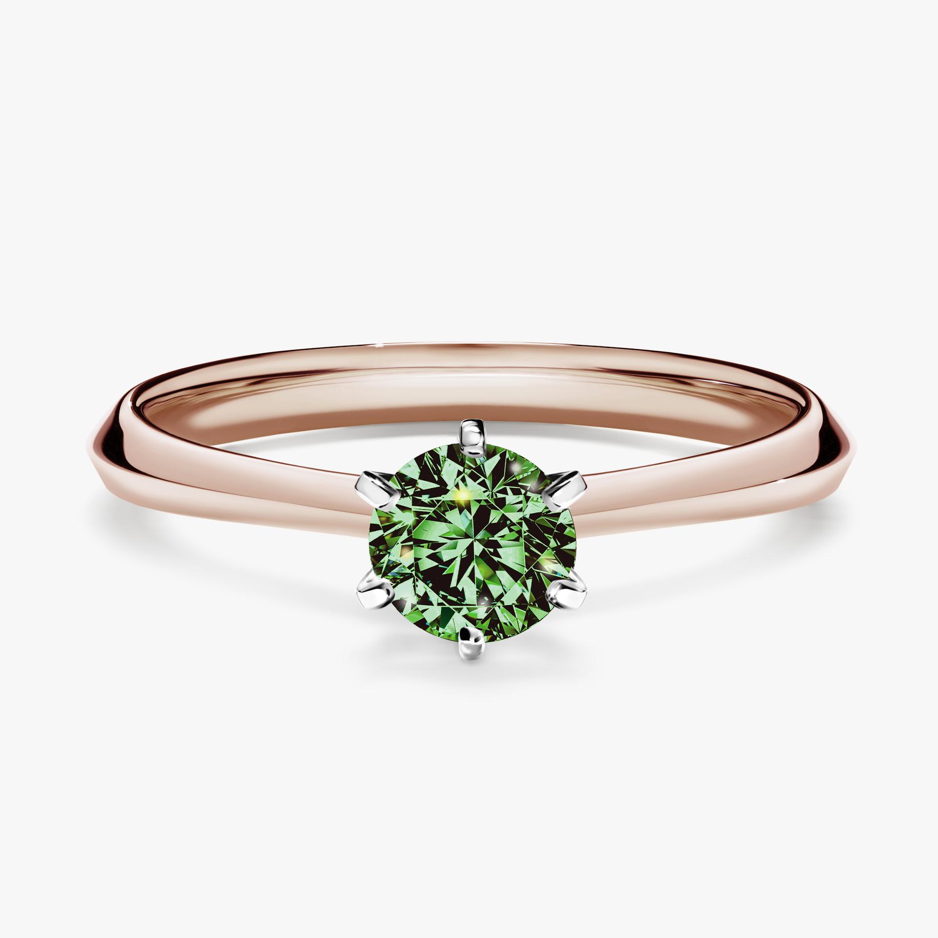 Pierscionek zareczynowy z diamentem zielony_ciemny 050 CT z rozowego zlota my queen 01