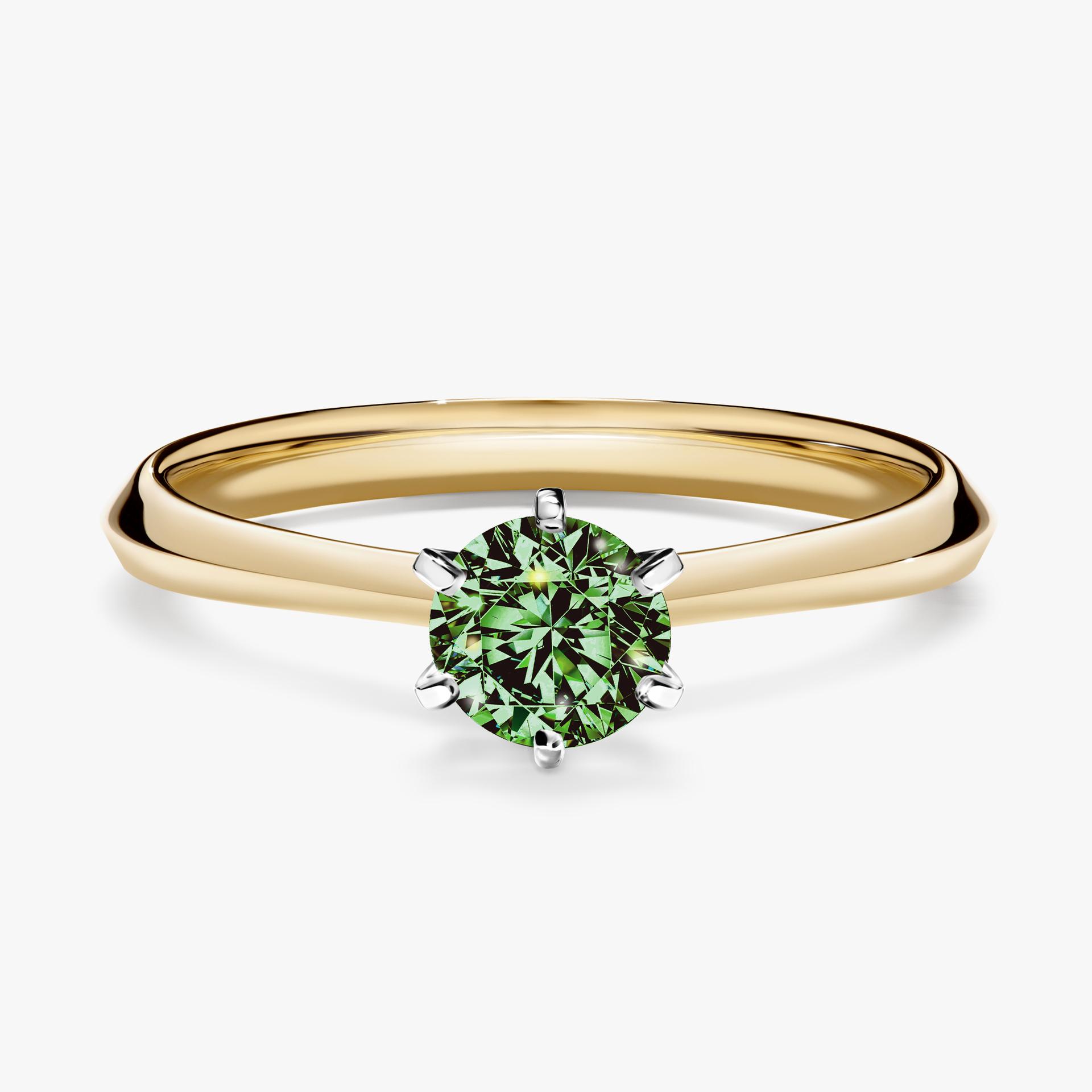 Pierscionek zareczynowy z diamentem zielony_ciemny 050 CT z zoltego zlota my queen 01