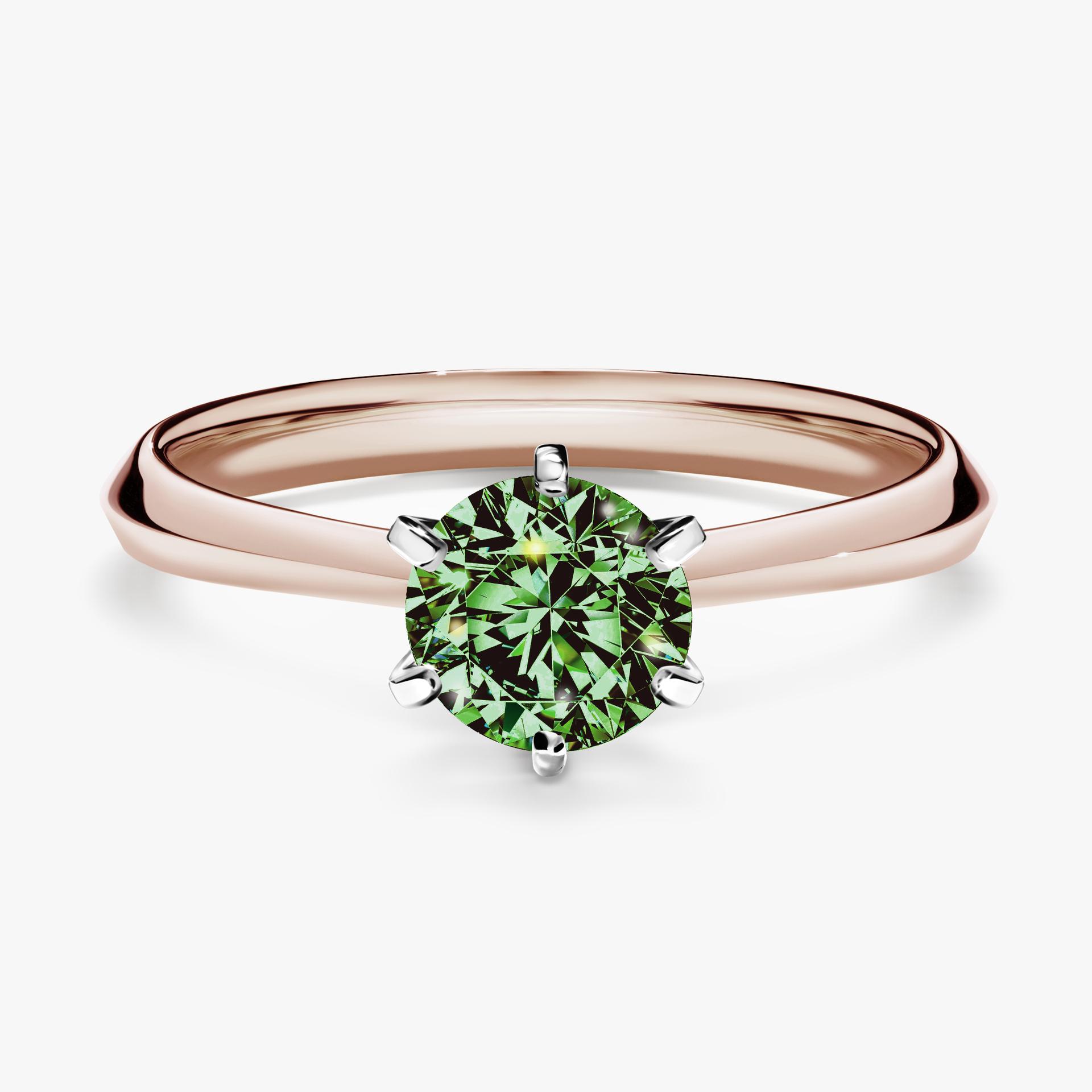 Pierscionek zareczynowy z diamentem zielony_ciemny 080 CT z rozowego zlota my queen 01
