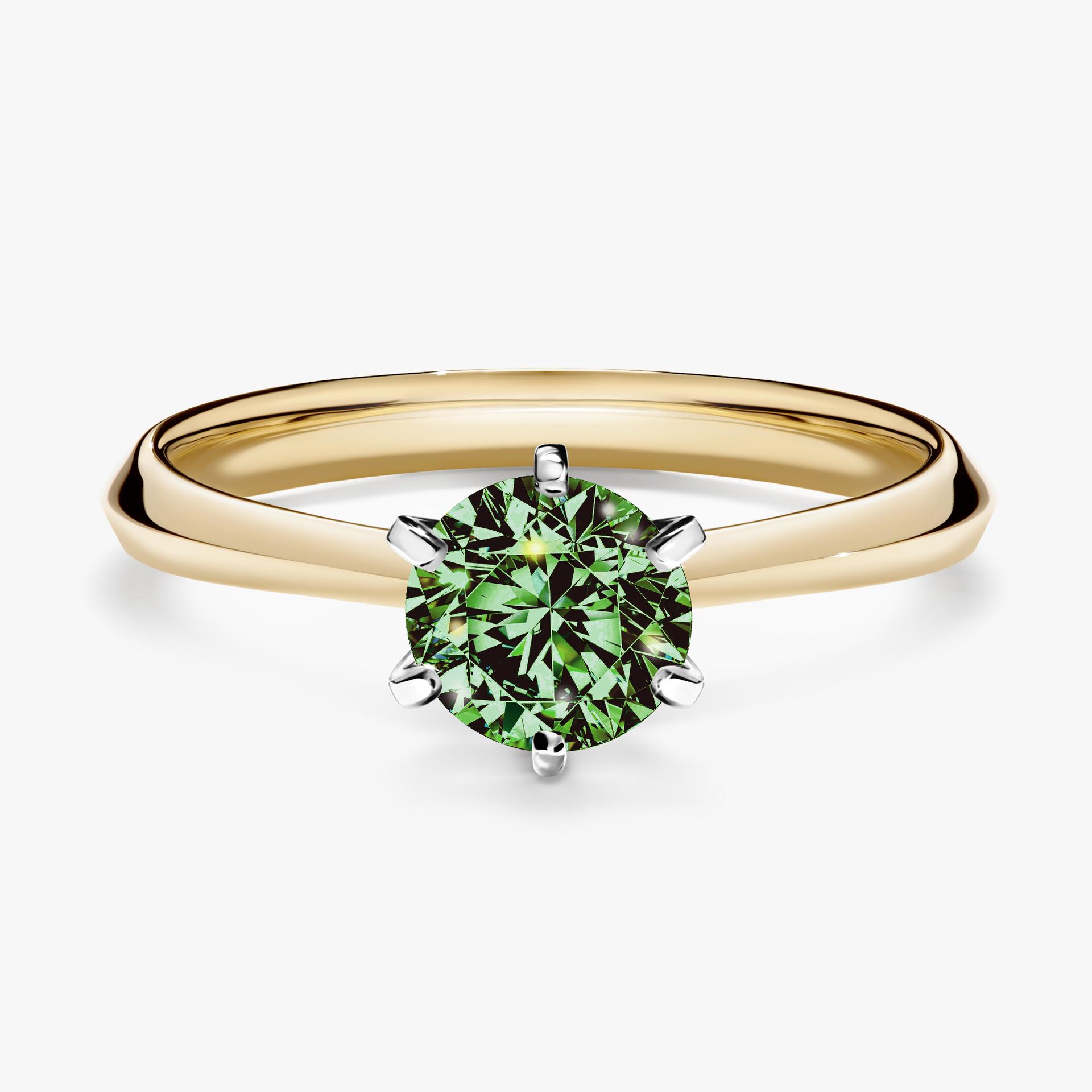 Pierscionek zareczynowy z diamentem zielony_ciemny 080 CT z zoltego zlota my queen 01
