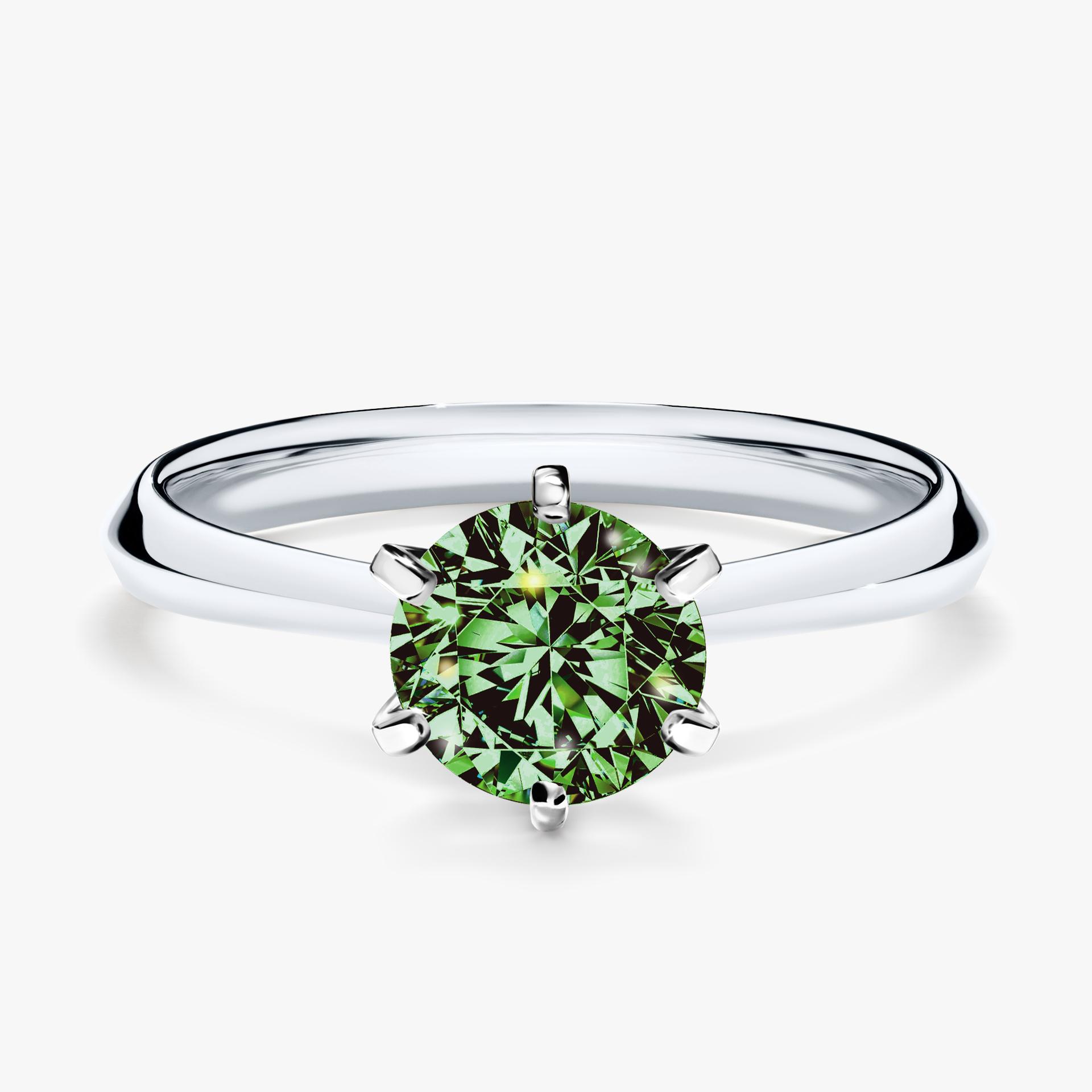 Pierscionek zareczynowy z diamentem zielony_ciemny 100 CT z bialego zlota my queen 01