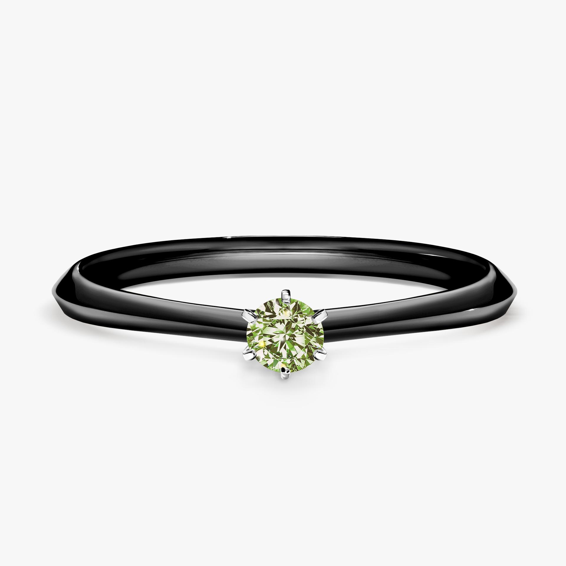 Pierscionek zareczynowy z diamentem zielony_jasny 010 CT z czarnego zlota my queen 01