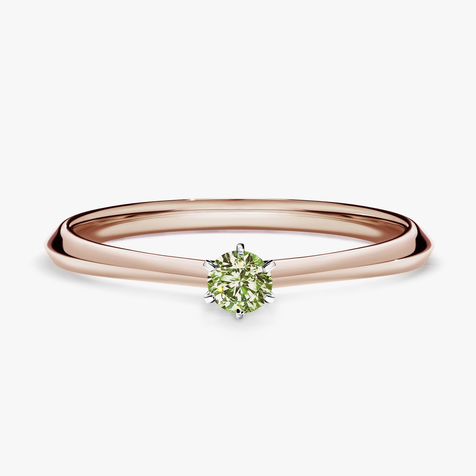 Pierscionek zareczynowy z diamentem zielony_jasny 010 CT z rozowego zlota my queen 01