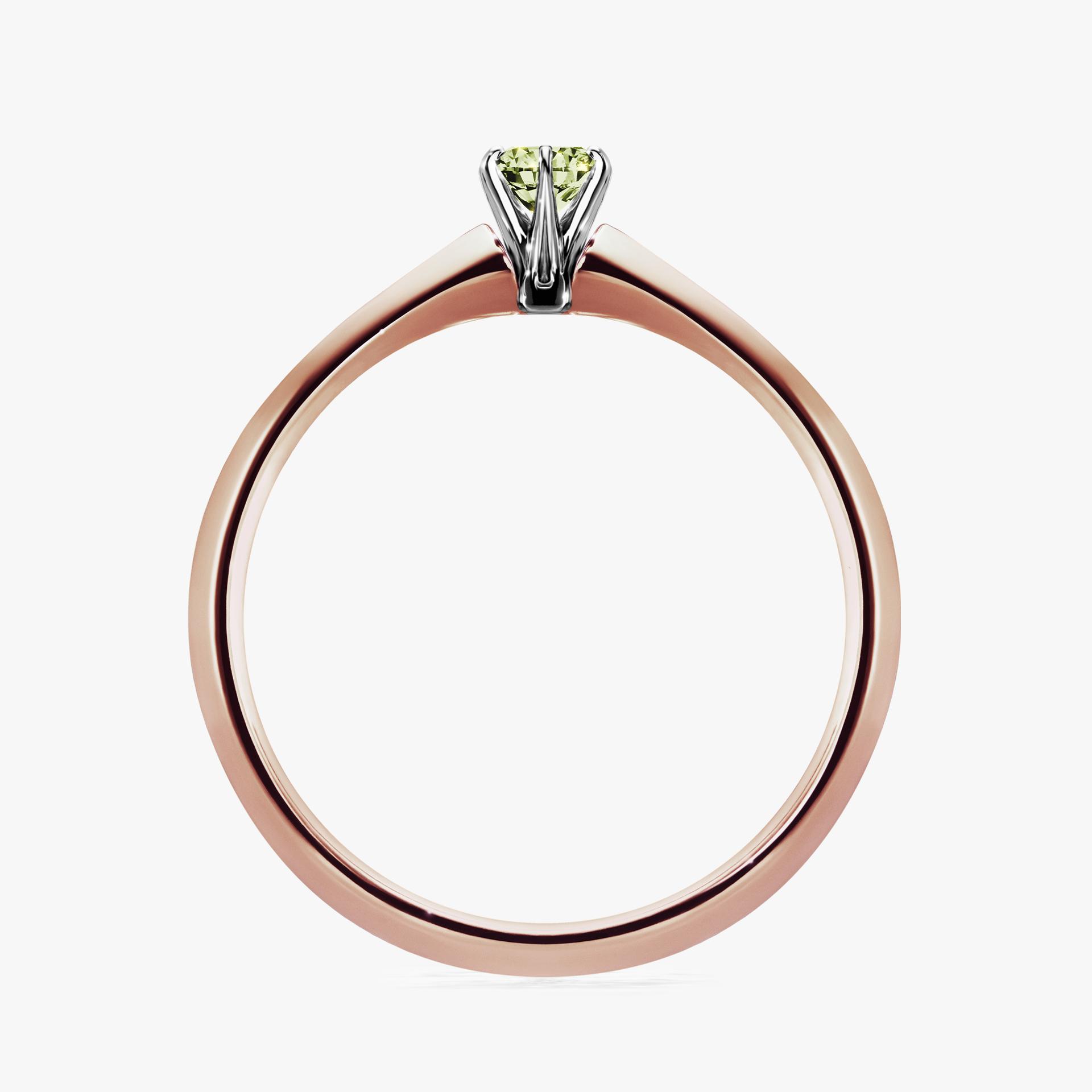 Pierscionek zareczynowy z diamentem zielony_jasny 010 CT z rozowego zlota my queen 02