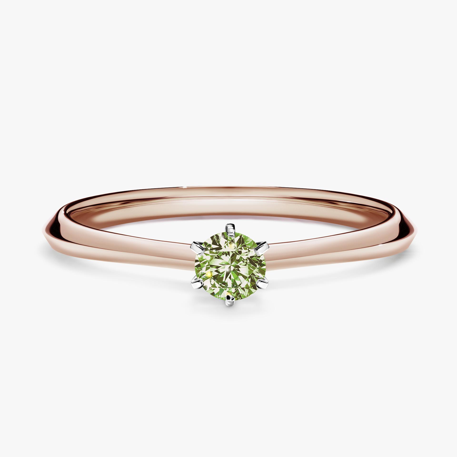 Pierscionek zareczynowy z diamentem zielony_jasny 017 CT z rozowego zlota my queen 01