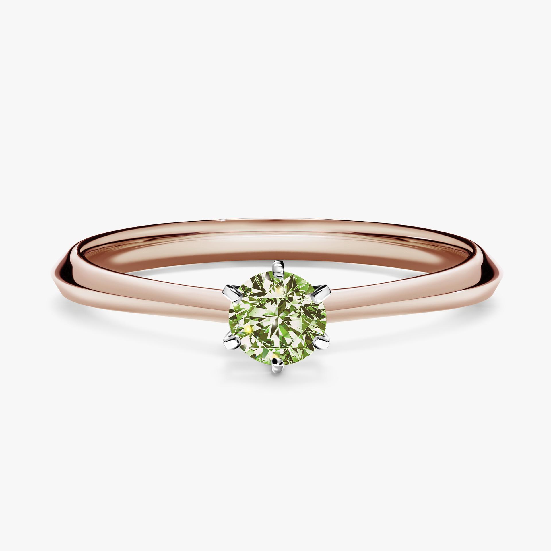 Pierscionek zareczynowy z diamentem zielony_jasny 025 CT z rozowego zlota my queen 01