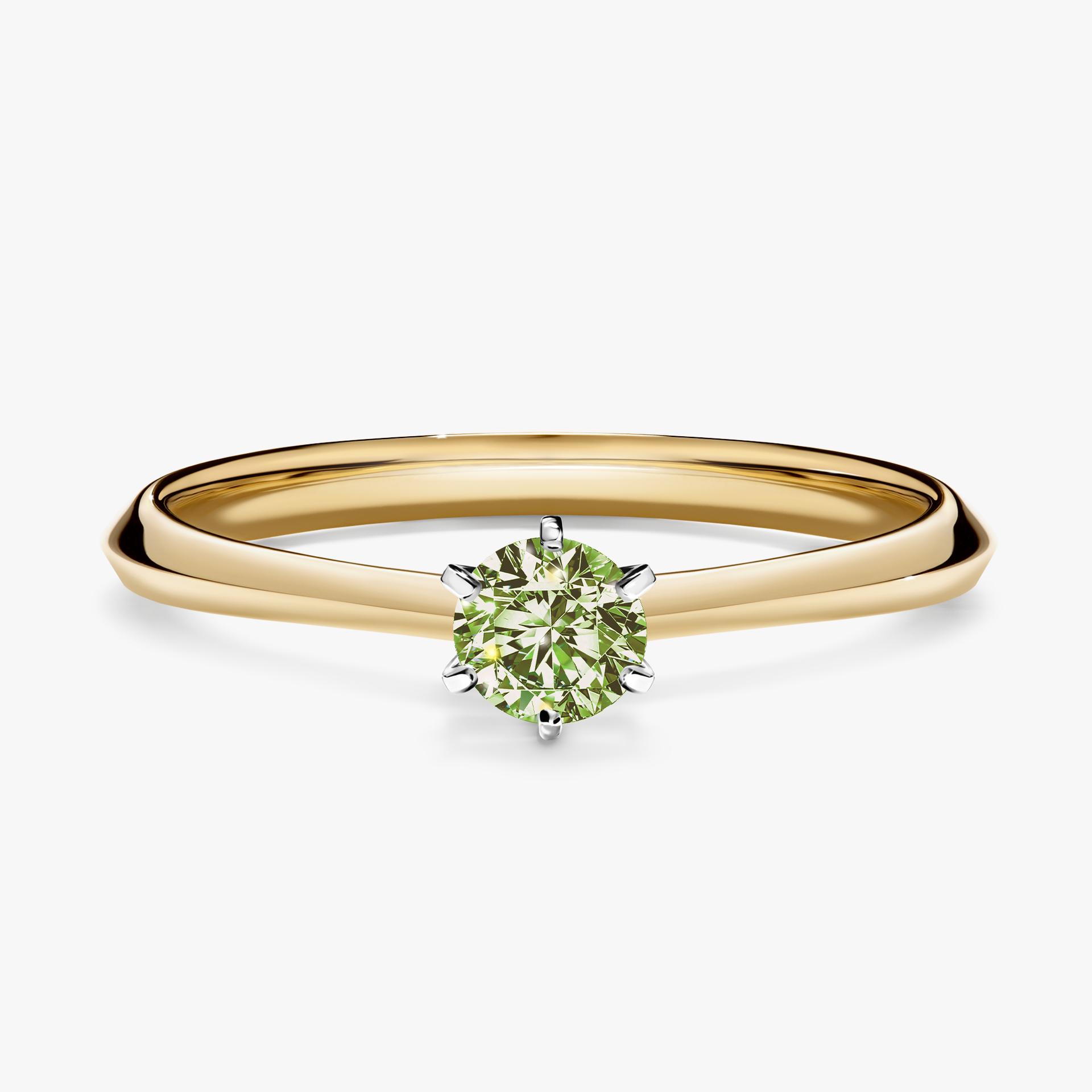 Pierscionek zareczynowy z diamentem zielony_jasny 025 CT z zoltego zlota my queen 01