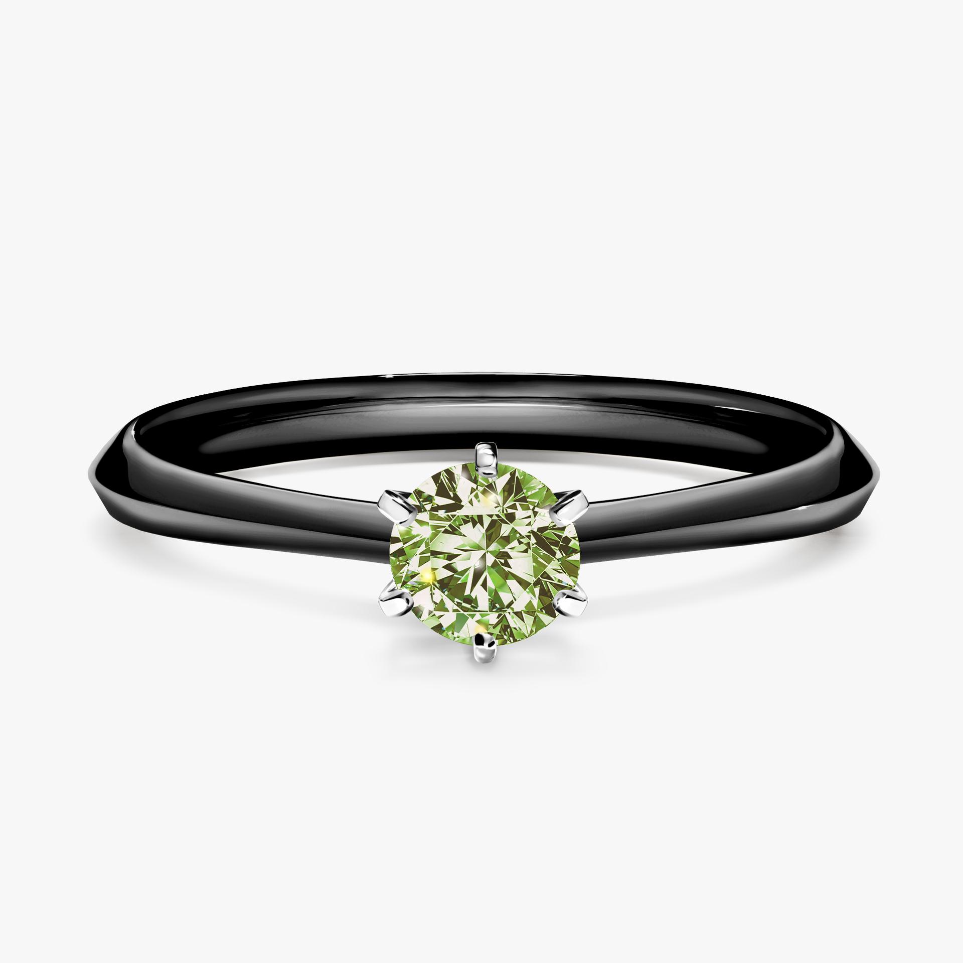 Pierscionek zareczynowy z diamentem zielony_jasny 030 CT z czarnego zlota my queen 01