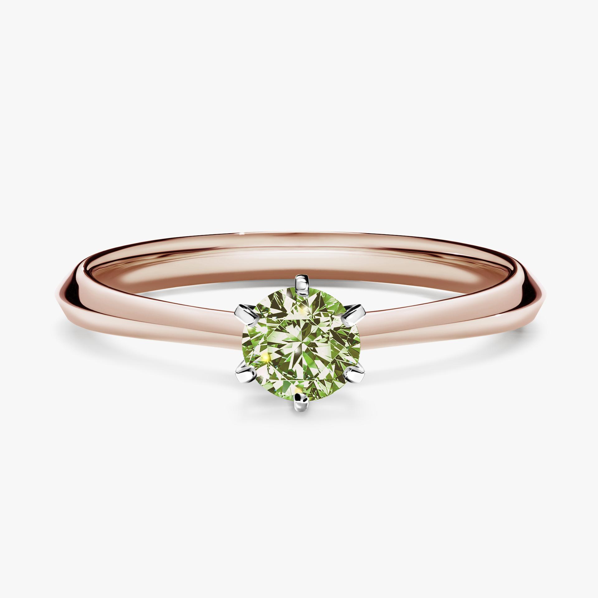 Pierscionek zareczynowy z diamentem zielony_jasny 030 CT z rozowego zlota my queen 01