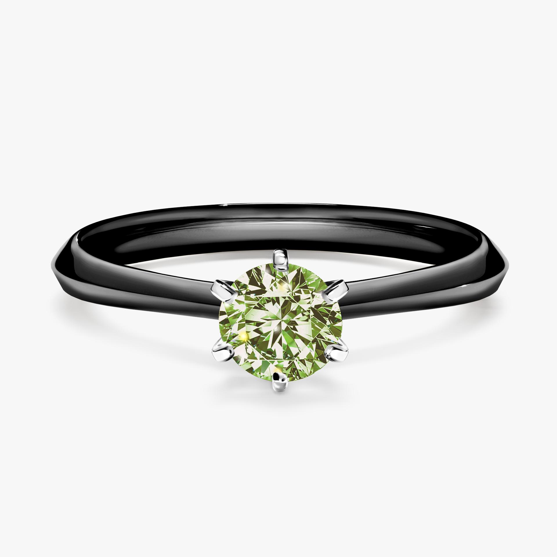 Pierscionek zareczynowy z diamentem zielony_jasny 050 CT z czarnego zlota my queen 01
