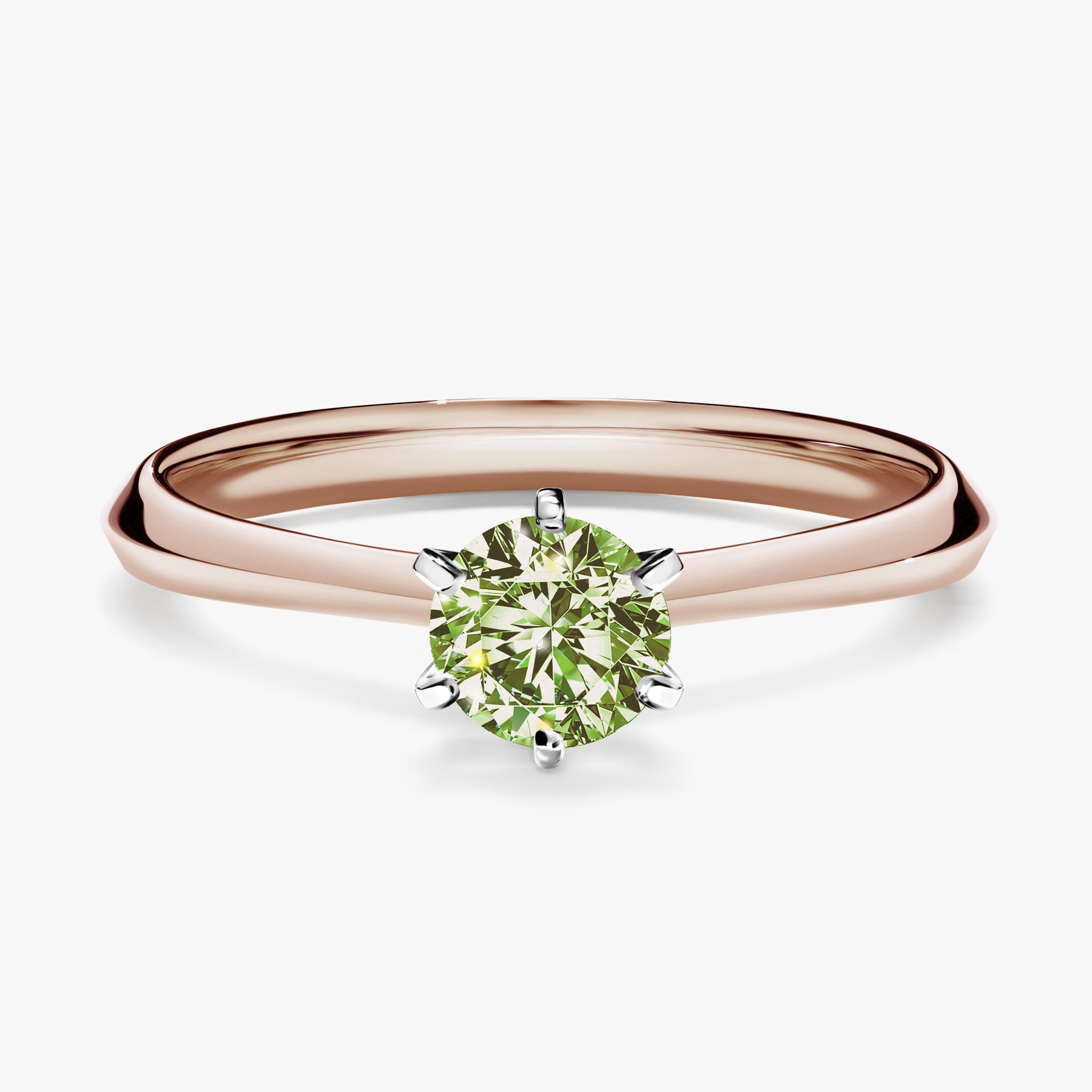 Pierscionek zareczynowy z diamentem zielony_jasny 050 CT z rozowego zlota my queen 01