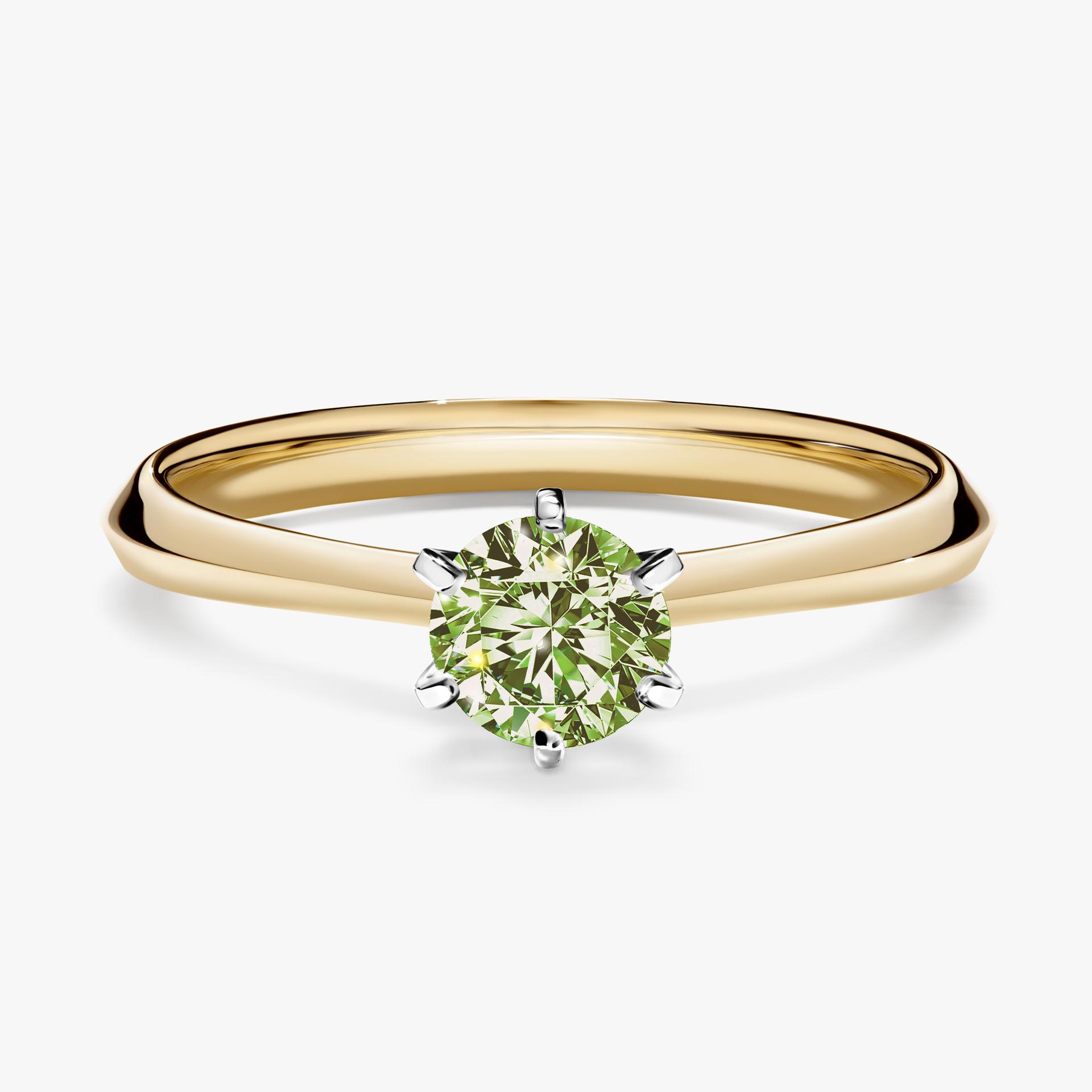 Pierscionek zareczynowy z diamentem zielony_jasny 050 CT z zoltego zlota my queen 01