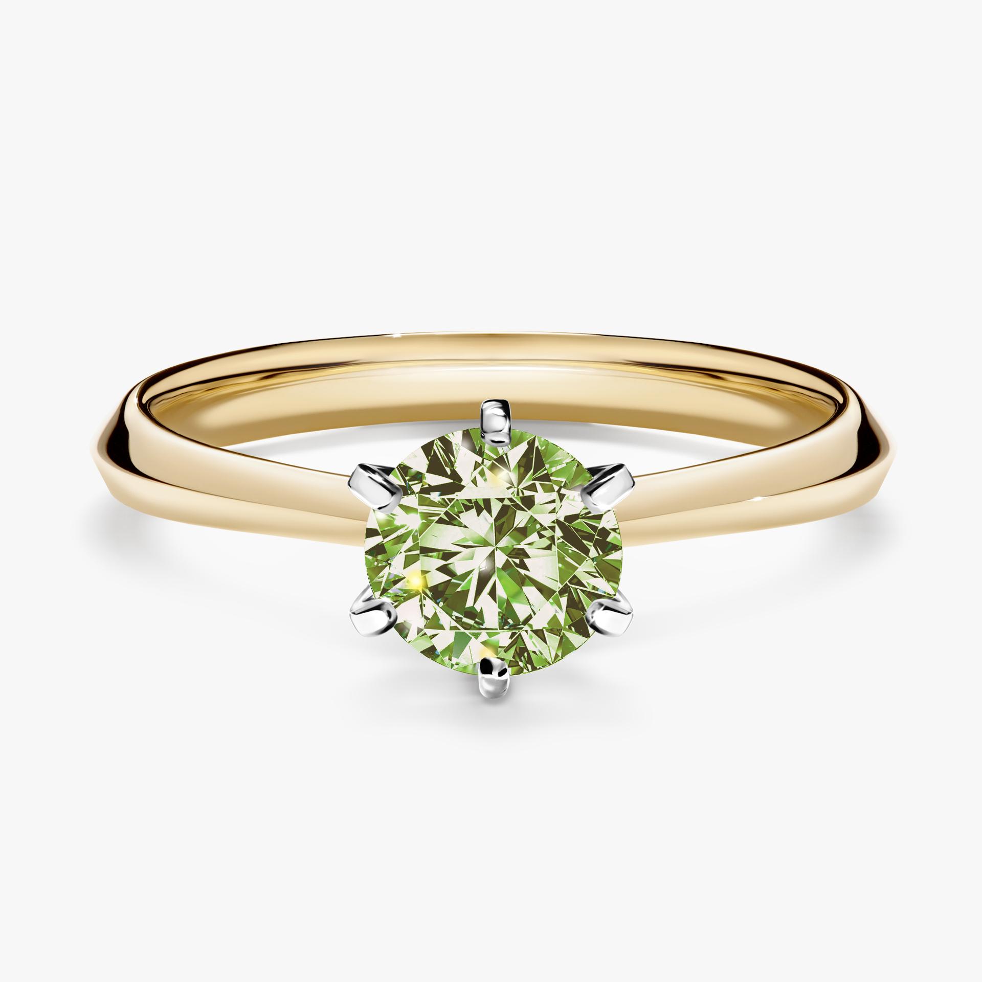 Pierscionek zareczynowy z diamentem zielony_jasny 080 CT z zoltego zlota my queen 01