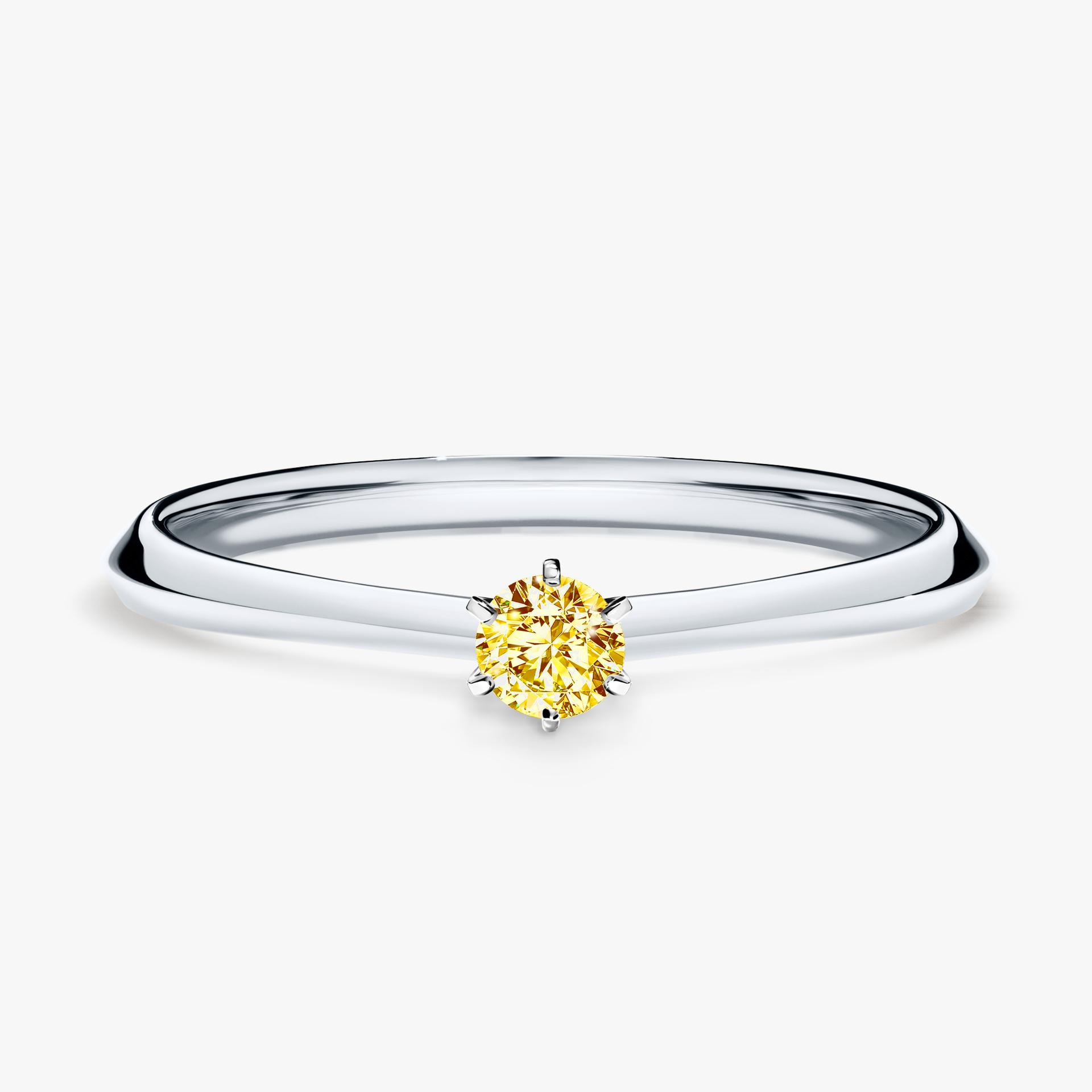 Pierscionek zareczynowy z diamentem zolty 010 CT z bialego zlota my queen 01