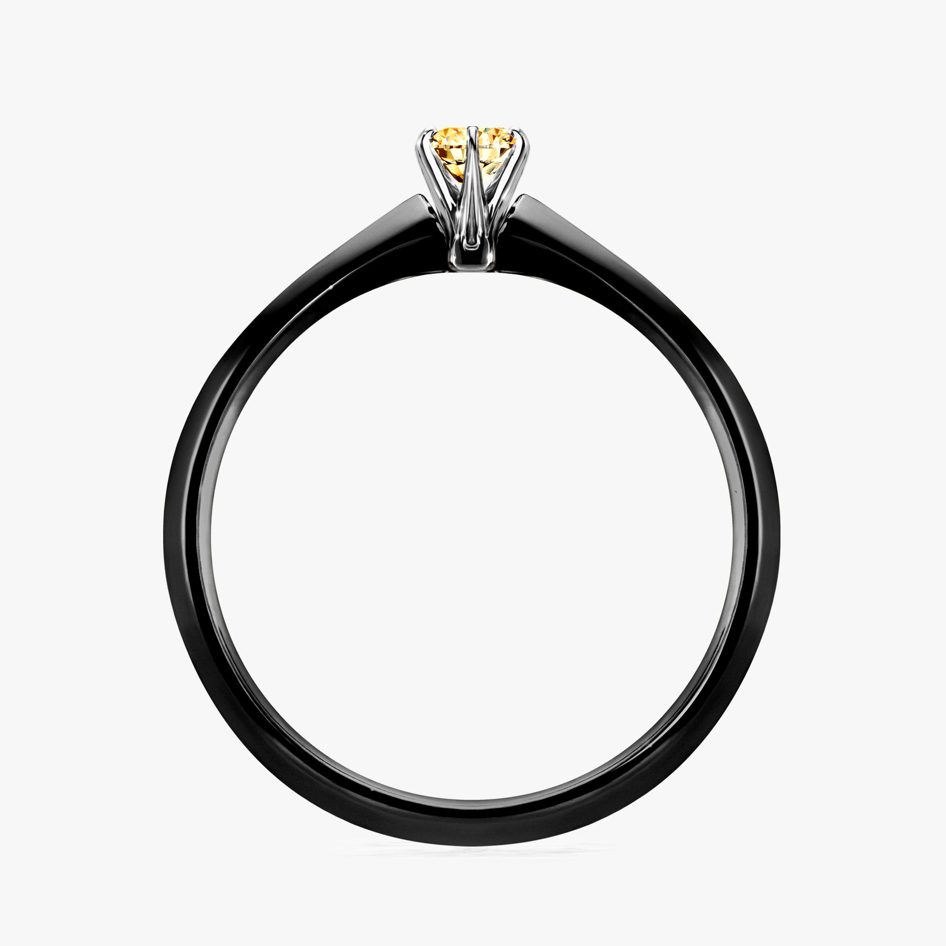 Pierscionek zareczynowy z diamentem zolty 010 CT z czarnego zlota my queen 02