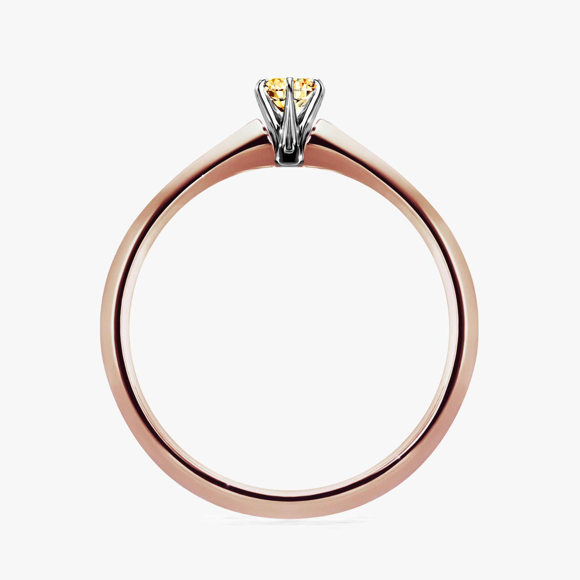 Pierscionek zareczynowy z diamentem zolty 010 CT z rozowego zlota my queen 02