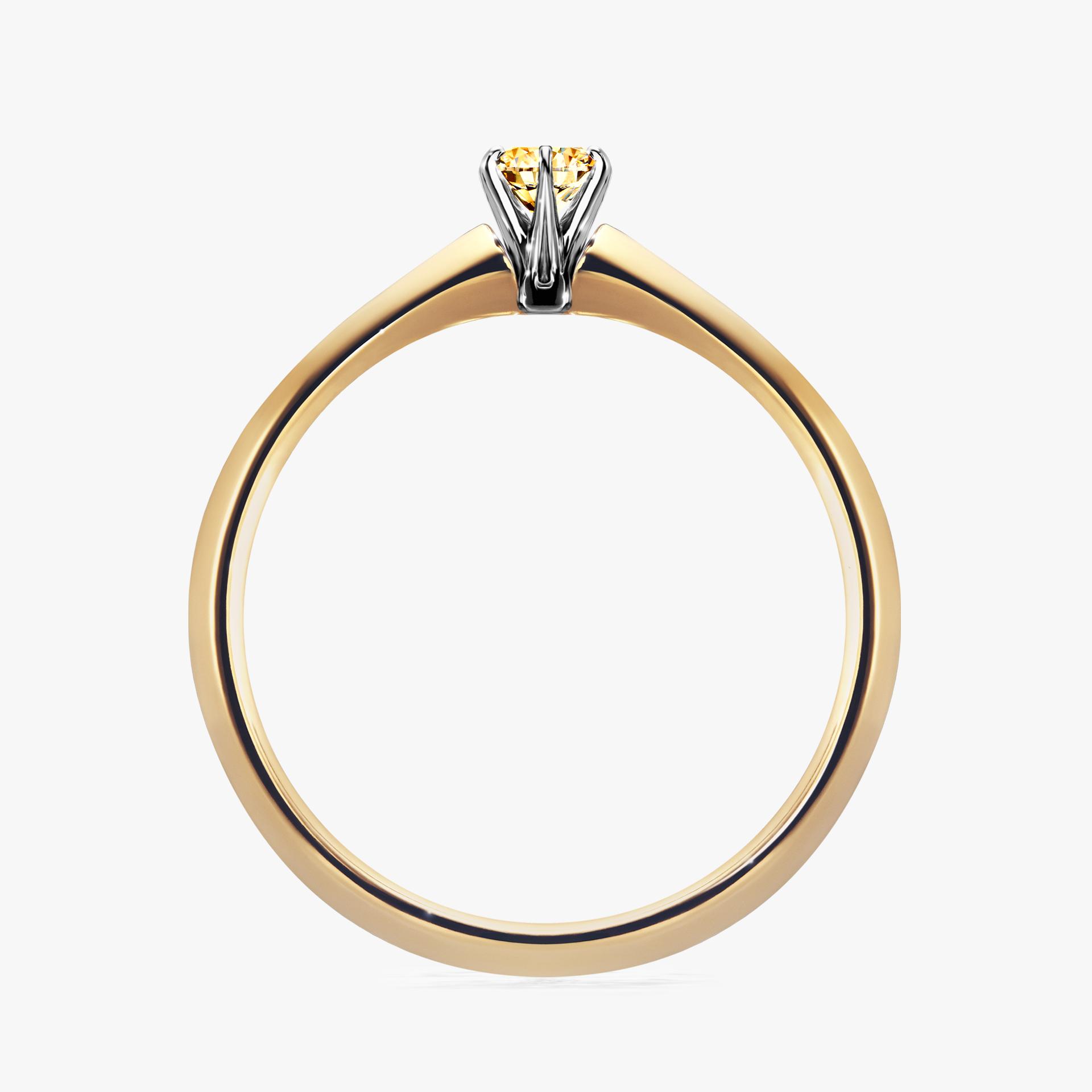 Pierscionek zareczynowy z diamentem zolty 010 CT z zoltego zlota my queen 02