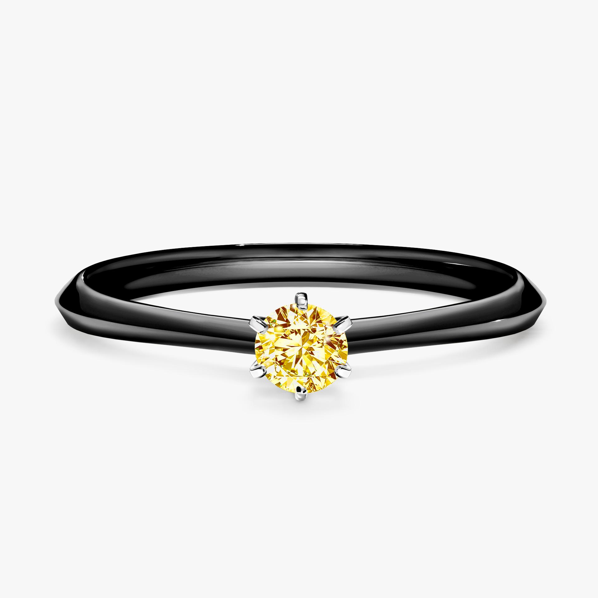 Pierścionek zaręczynowy My Queen z czarnego złota z żółtym diamentem 0,17ct