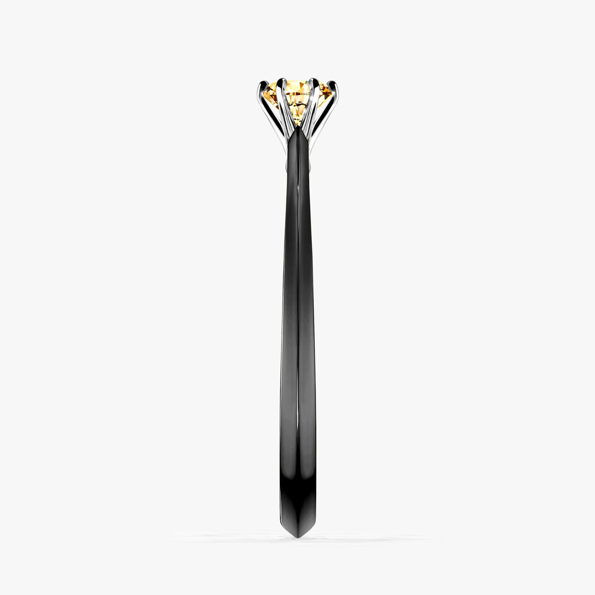 Pierścionek zaręczynowy My Queen z czarnego złota z żółtym diamentem 0,17ct