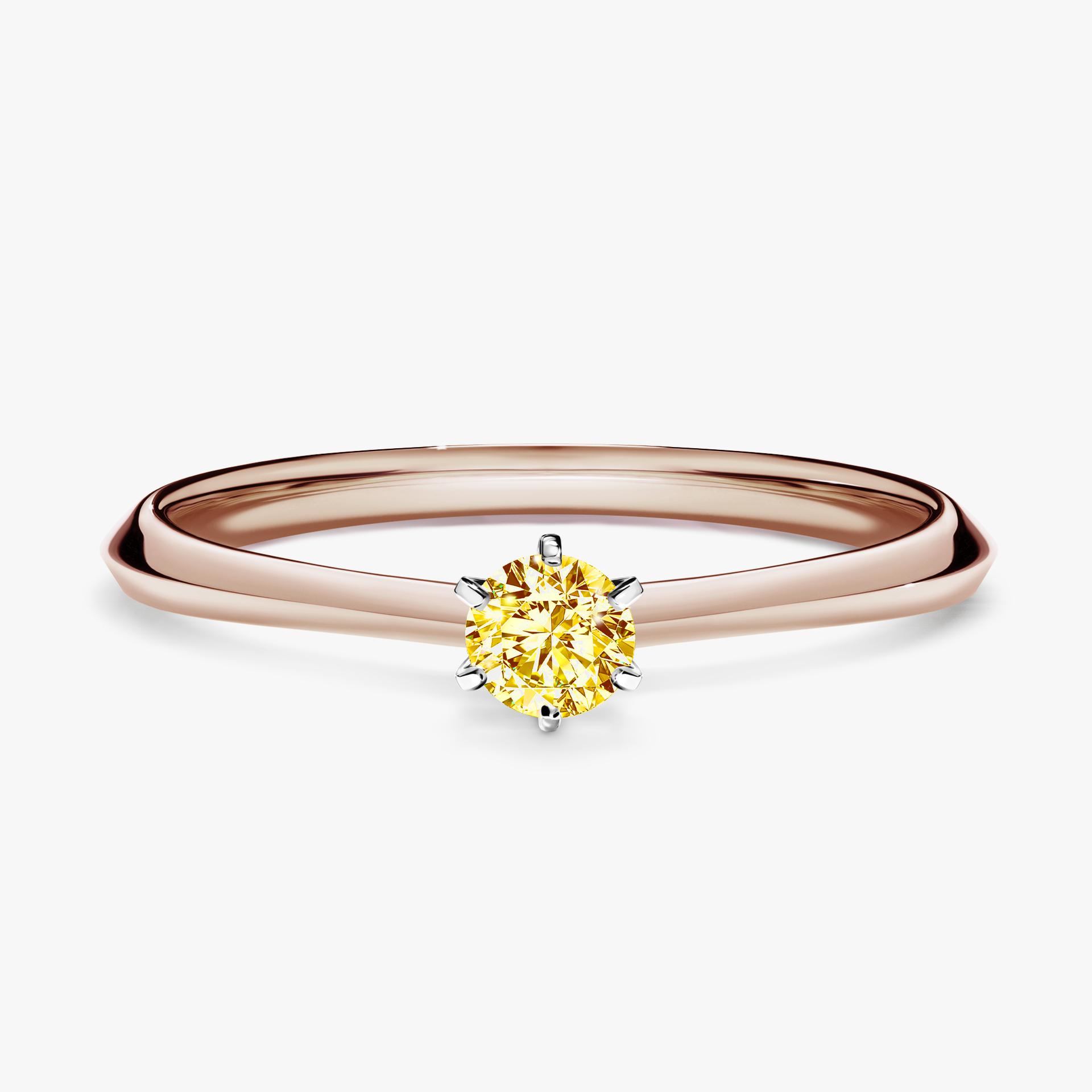 Pierscionek zareczynowy z diamentem zolty 017 CT z rozowego zlota my queen 01