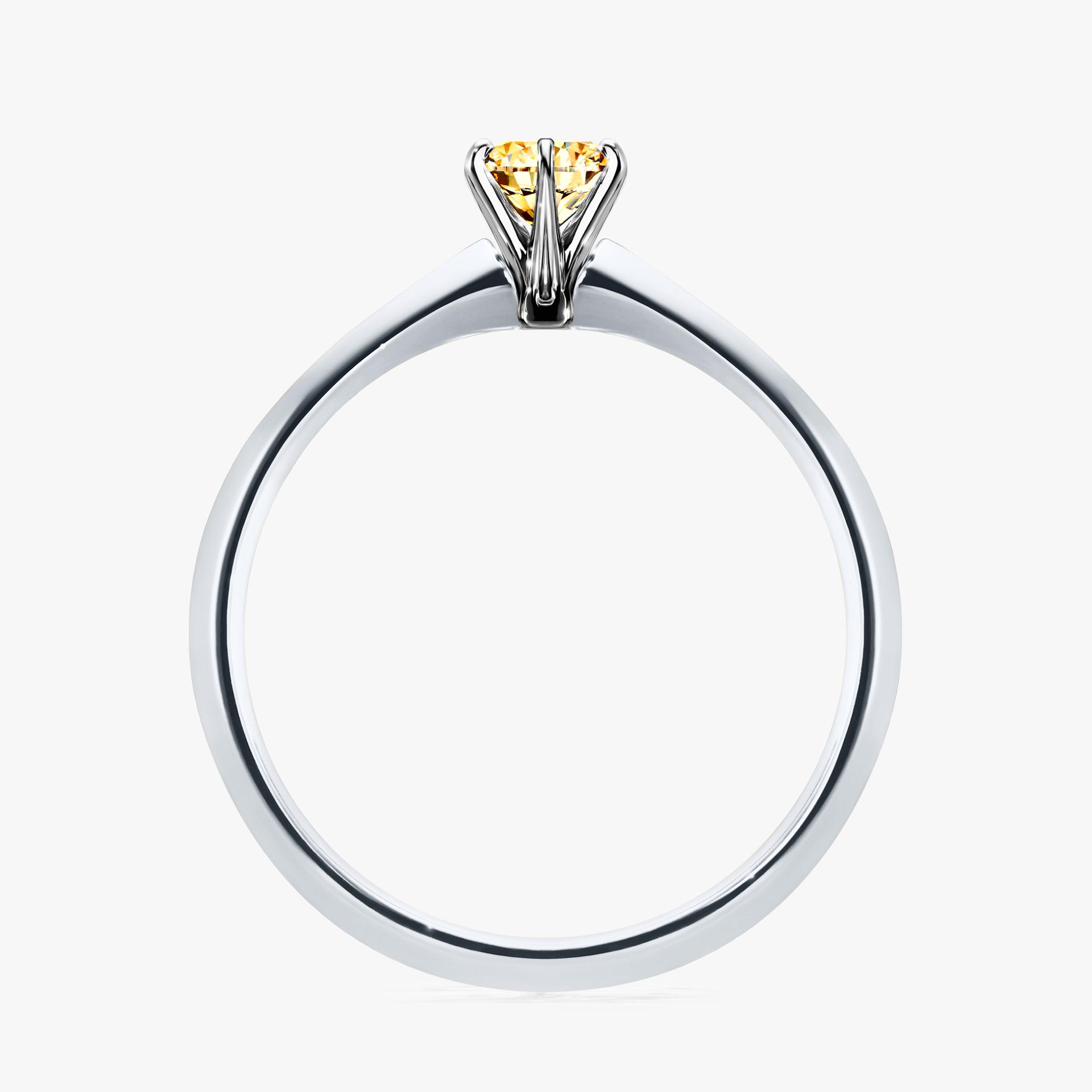 Pierścionek zaręczynowy My Queen z białego złota z żółtym diamentem 0,25ct