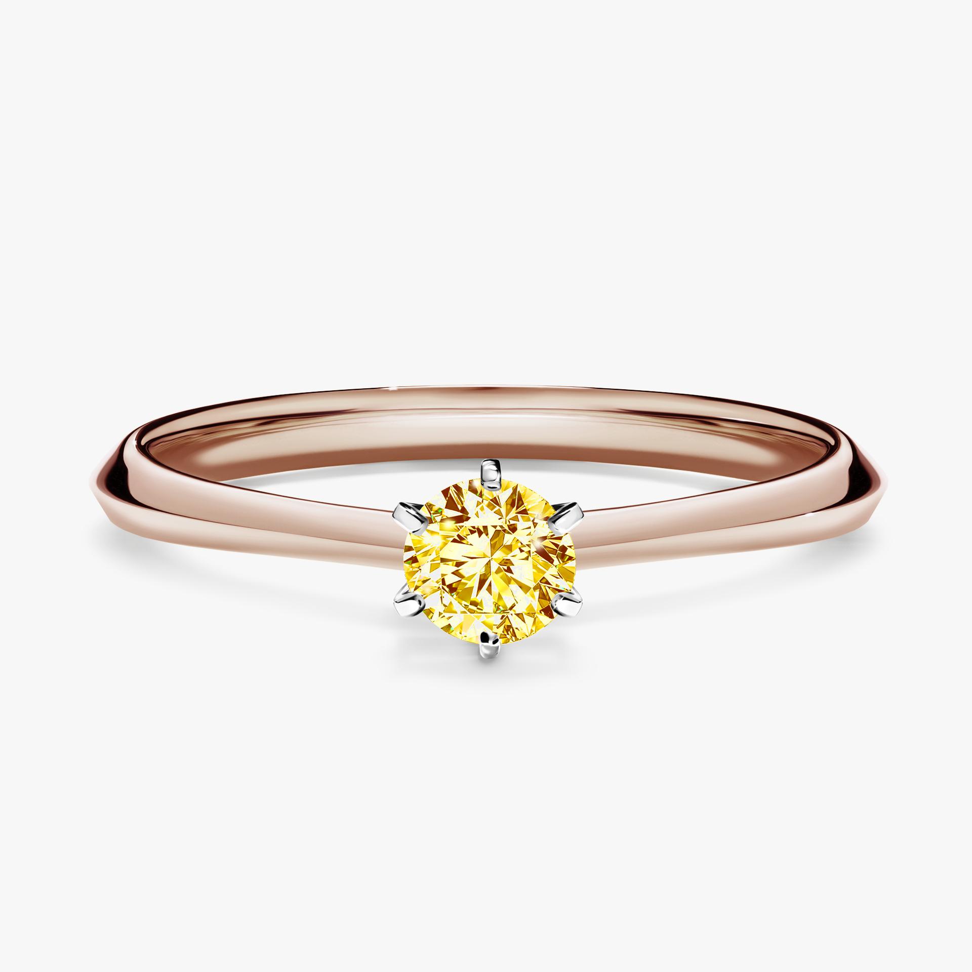 Pierscionek zareczynowy z diamentem zolty 025 CT z rozowego zlota my queen 01