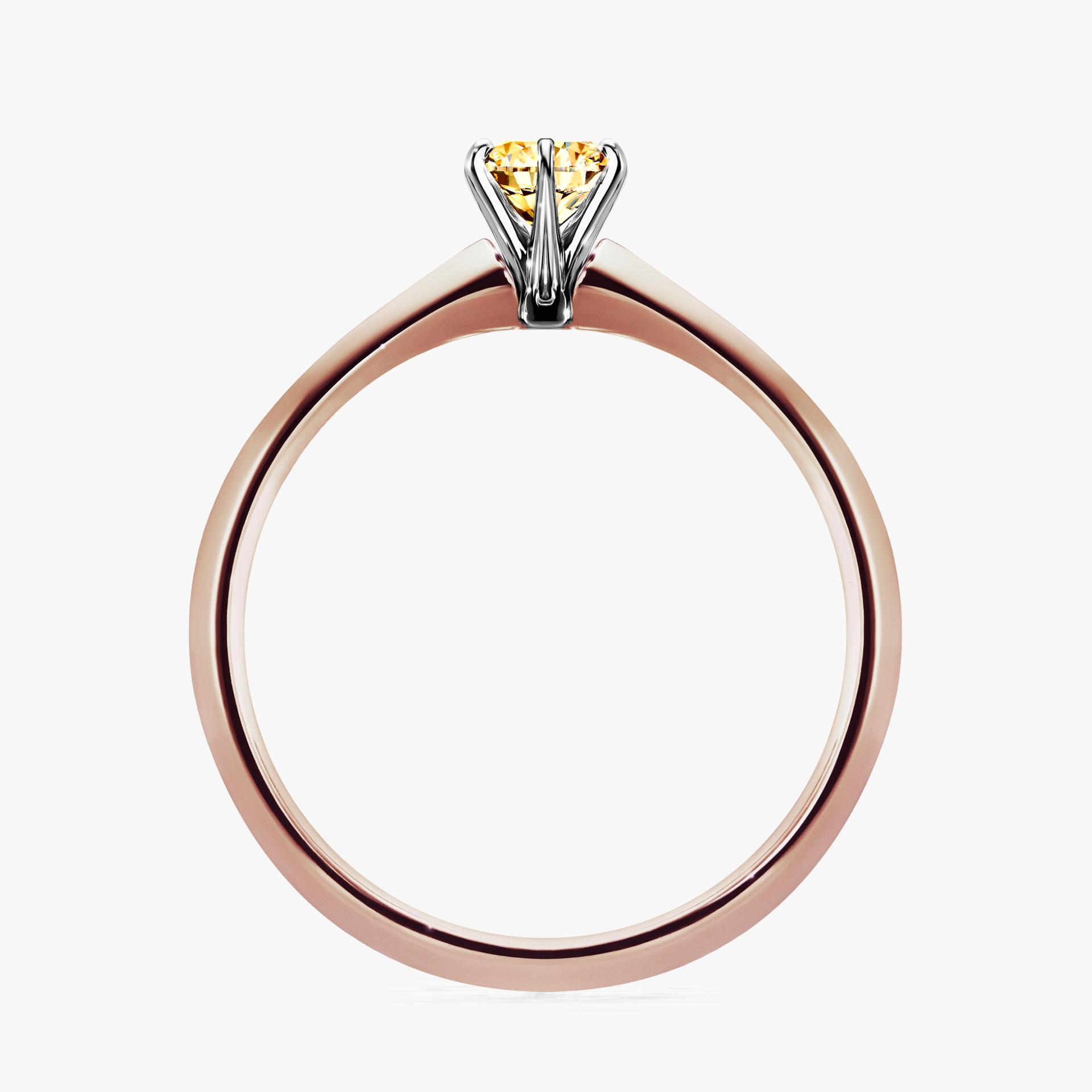 Pierscionek zareczynowy z diamentem zolty 025 CT z rozowego zlota my queen 02