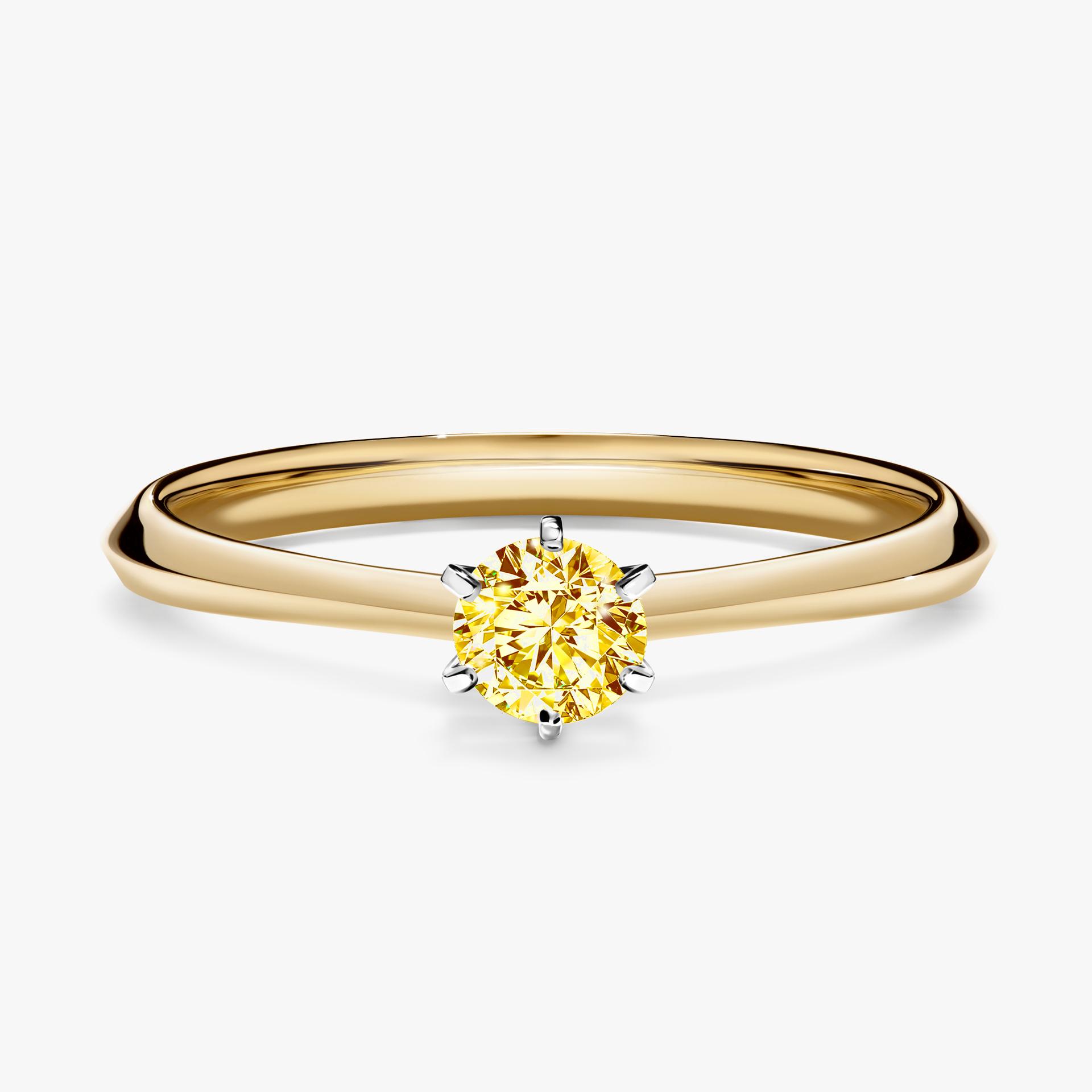 Pierscionek zareczynowy z diamentem zolty 025 CT z zoltego zlota my queen 01