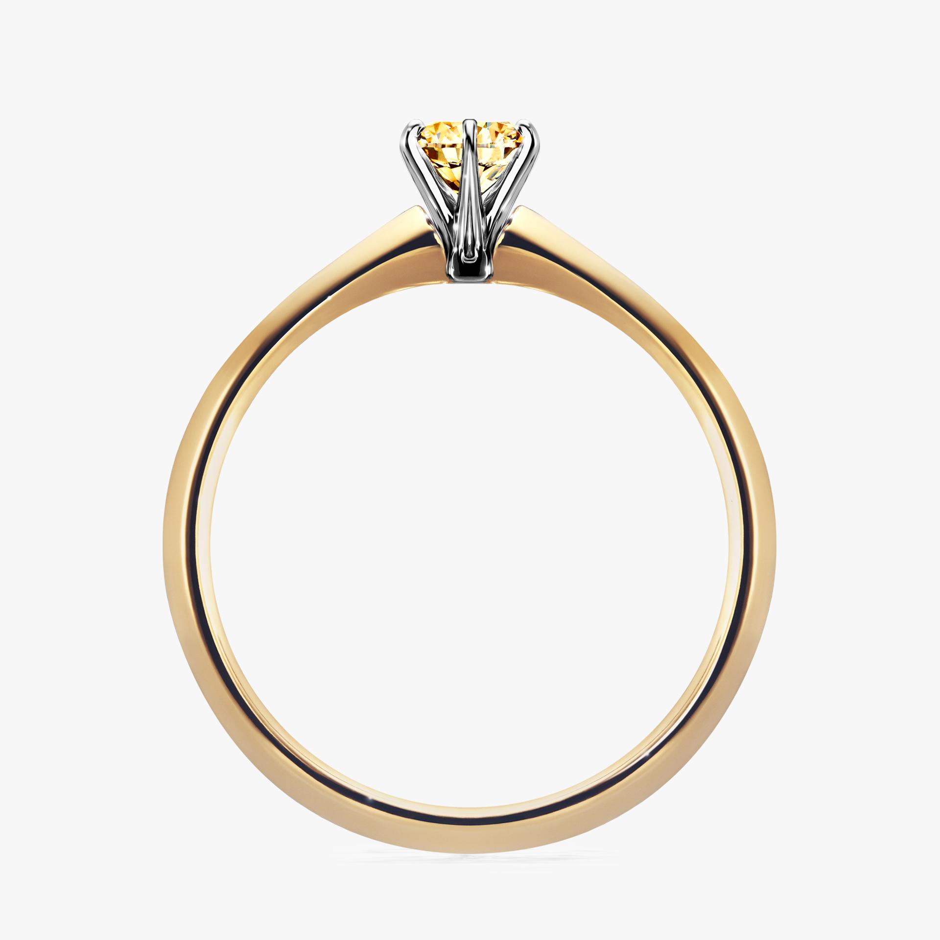 Pierscionek zareczynowy z diamentem zolty 025 CT z zoltego zlota my queen 02