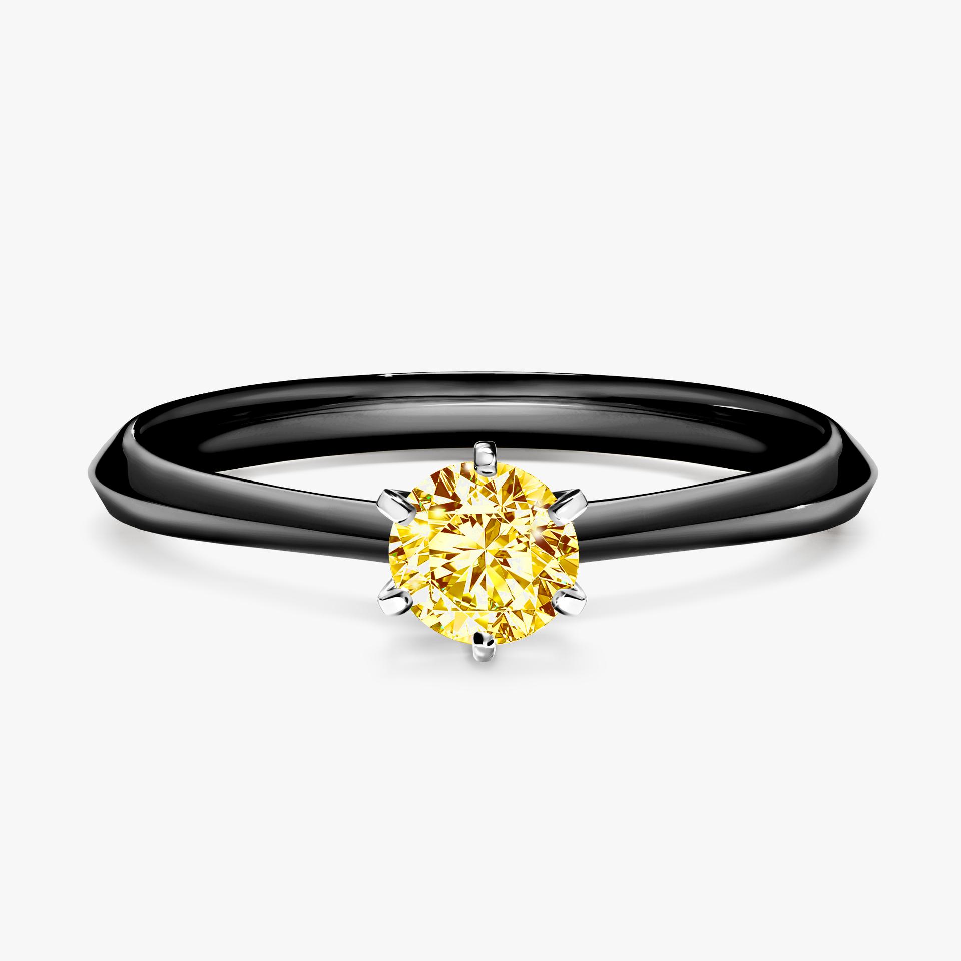 Pierscionek zareczynowy z diamentem zolty 030 CT z czarnego zlota my queen 01
