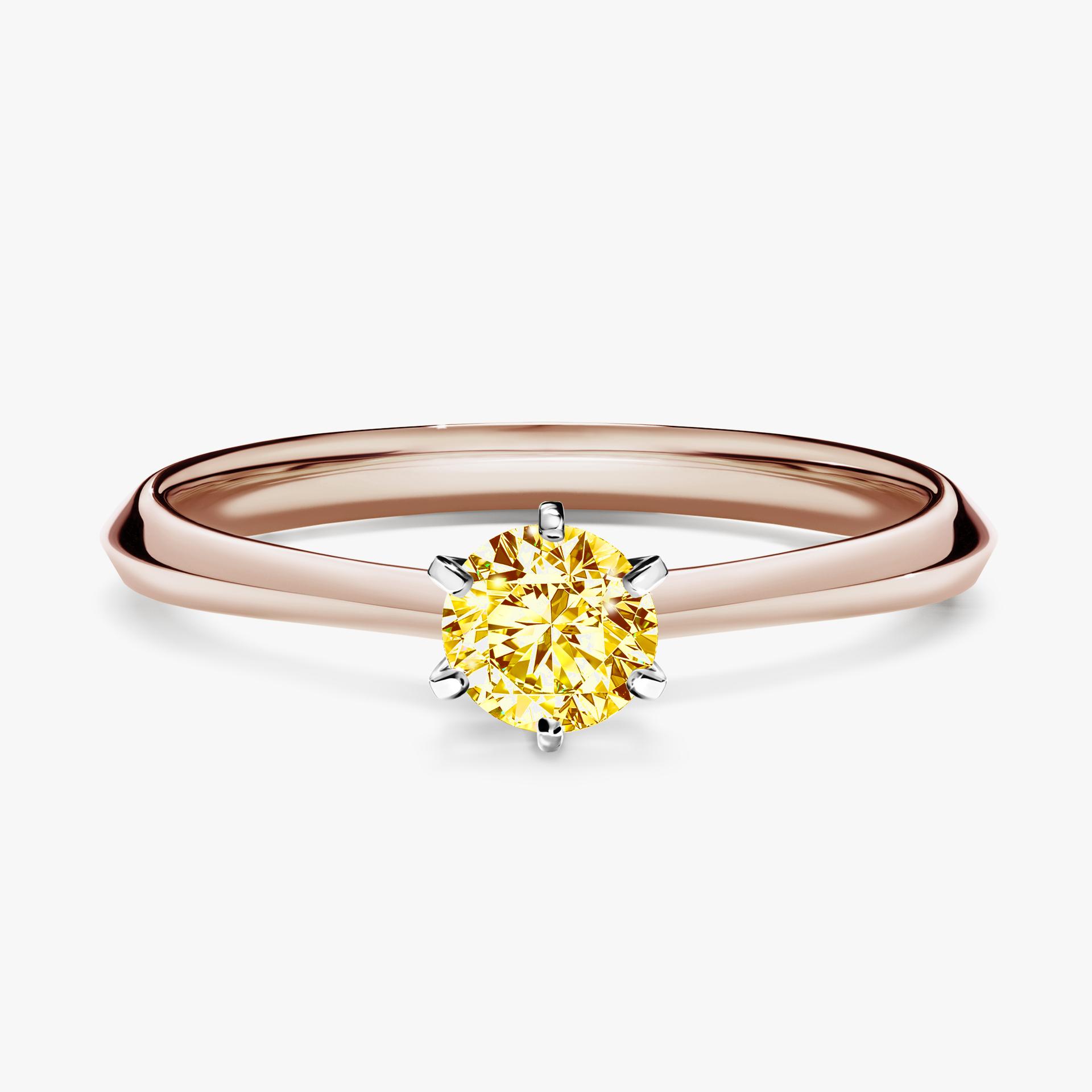 Pierscionek zareczynowy z diamentem zolty 030 CT z rozowego zlota my queen 01