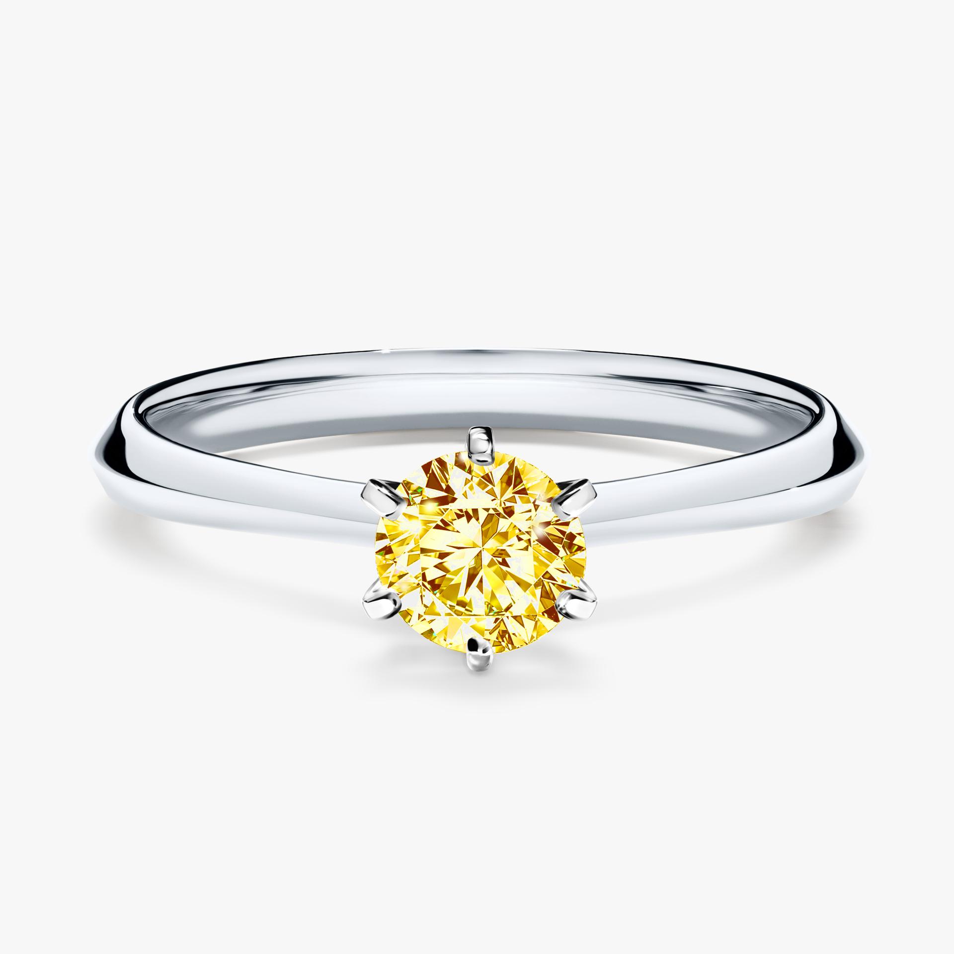 Pierscionek zareczynowy z diamentem zolty 050 CT z bialego zlota my queen 01