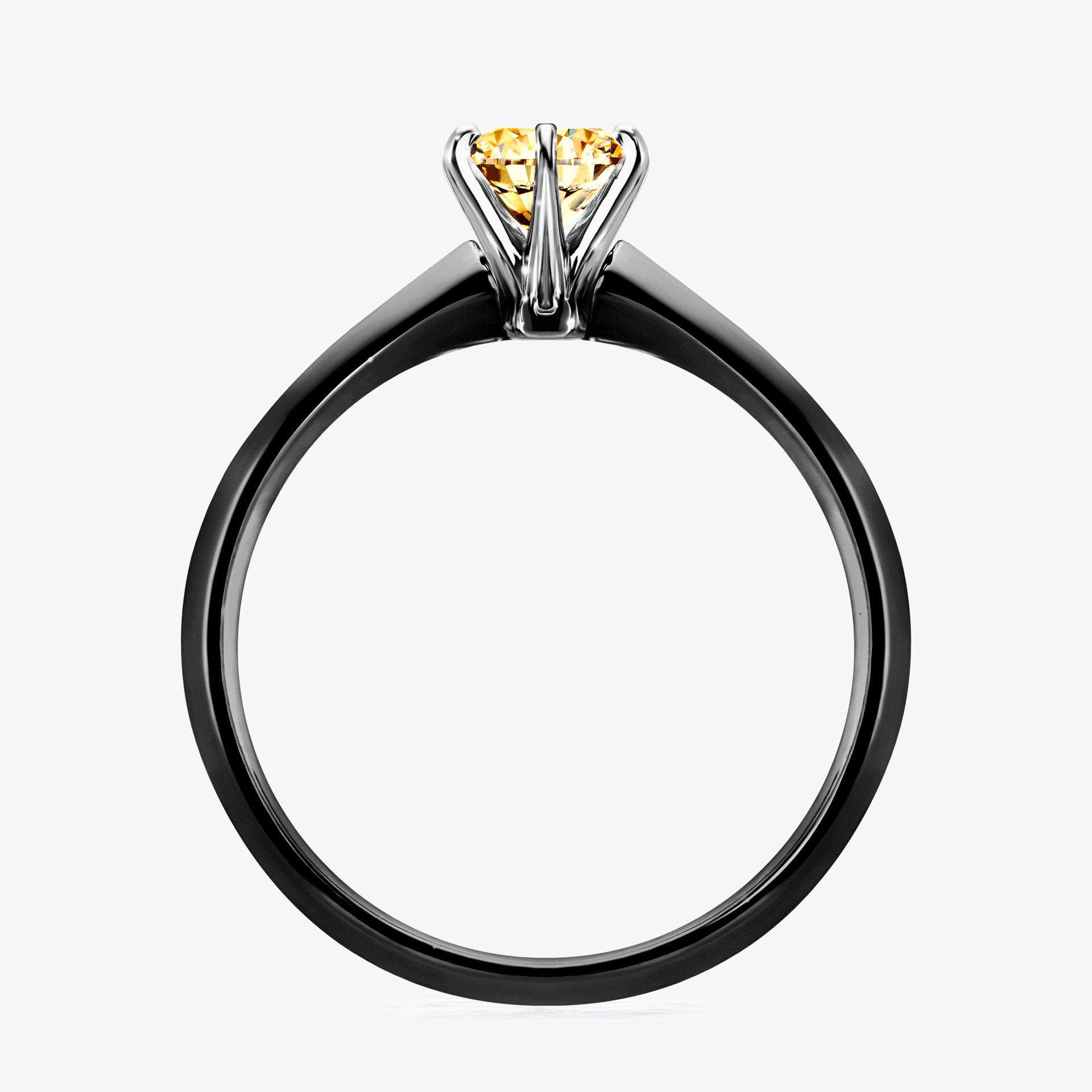 Pierscionek zareczynowy z diamentem zolty 050 CT z czarnego zlota my queen 02