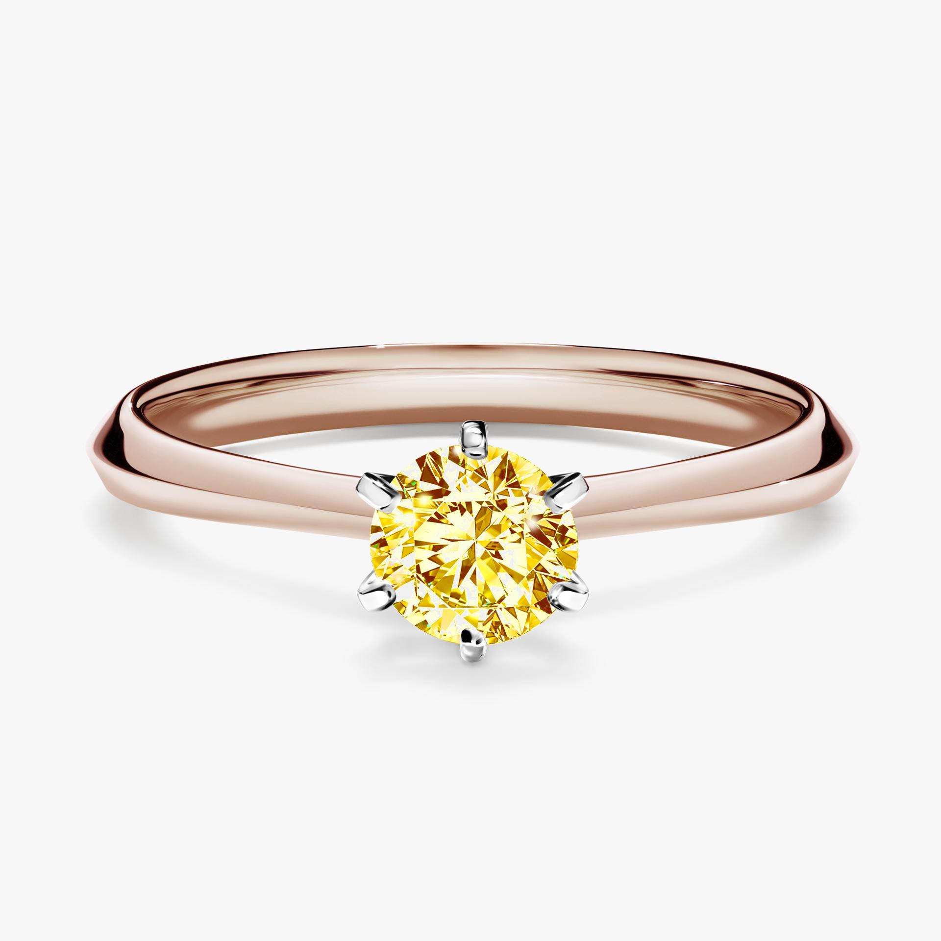 Pierscionek zareczynowy z diamentem zolty 050 CT z rozowego zlota my queen 01