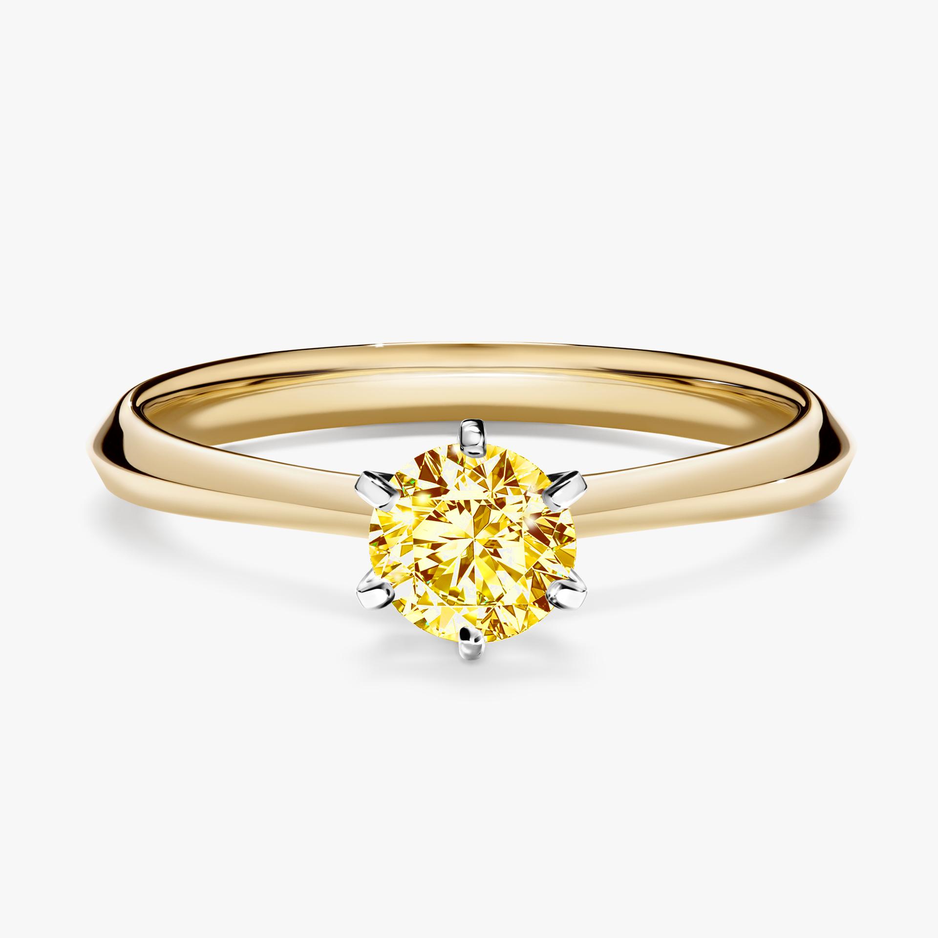 Pierscionek zareczynowy z diamentem zolty 050 CT z zoltego zlota my queen 01