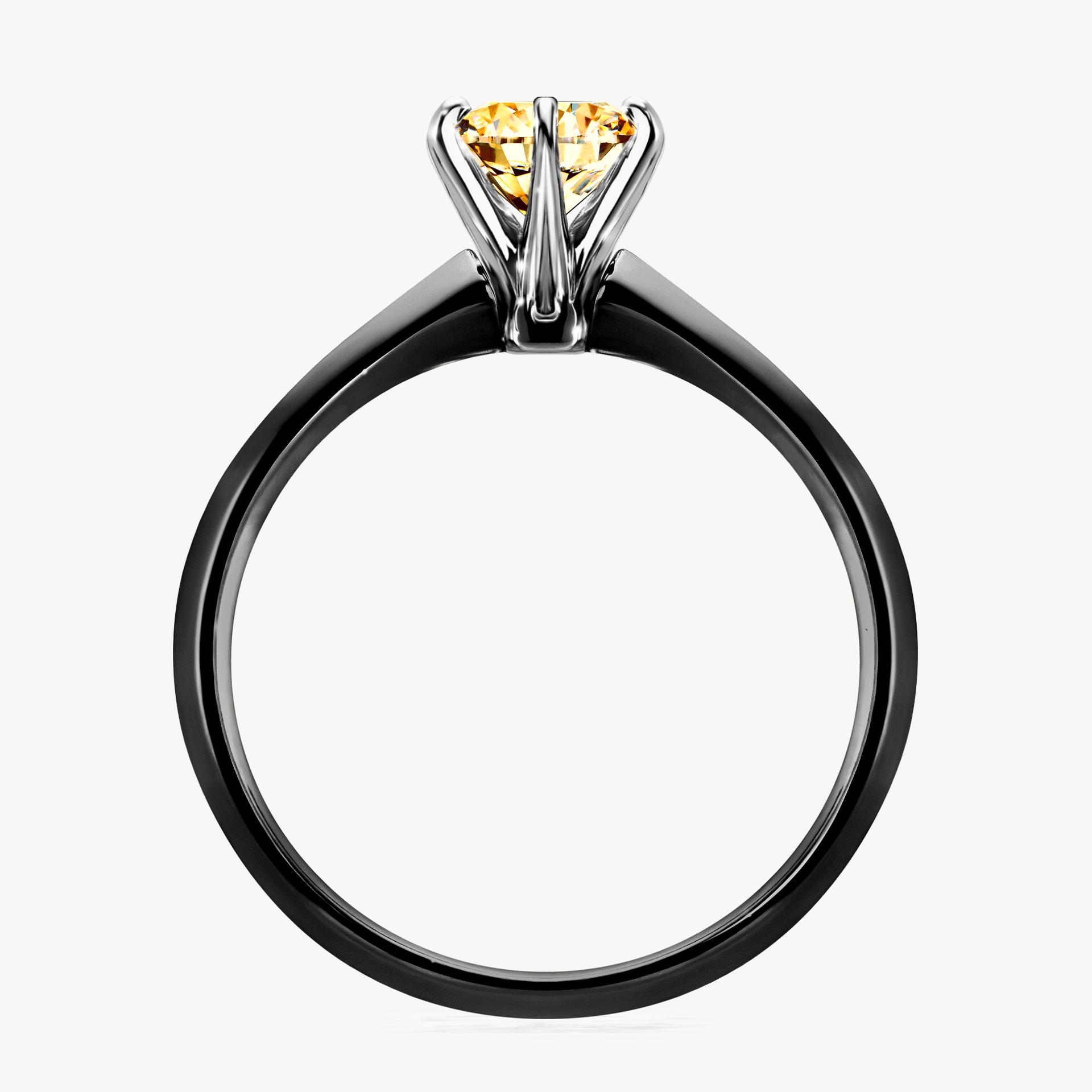Pierscionek zareczynowy z diamentem zolty 080 CT z czarnego zlota my queen 02