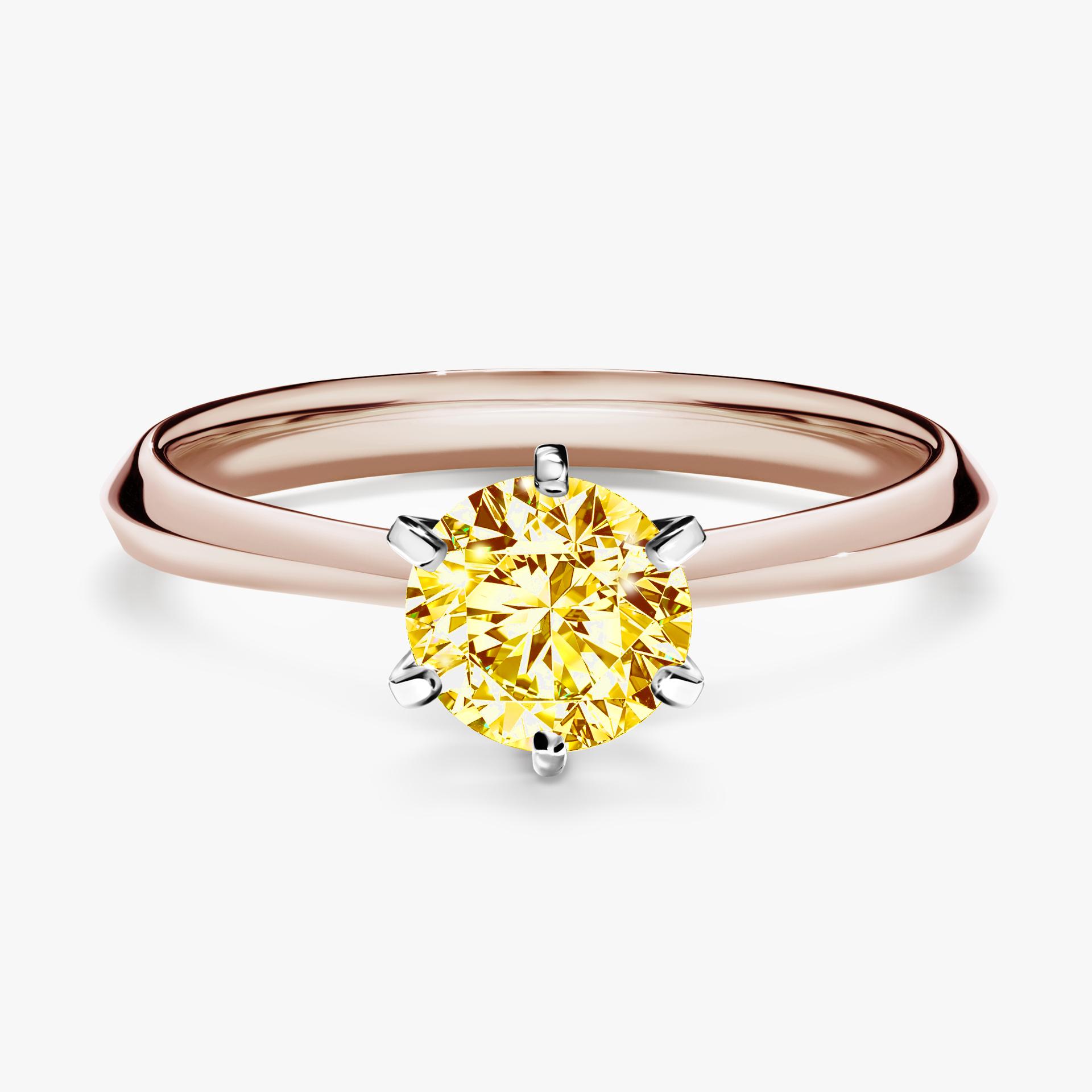 Pierscionek zareczynowy z diamentem zolty 080 CT z rozowego zlota my queen 01