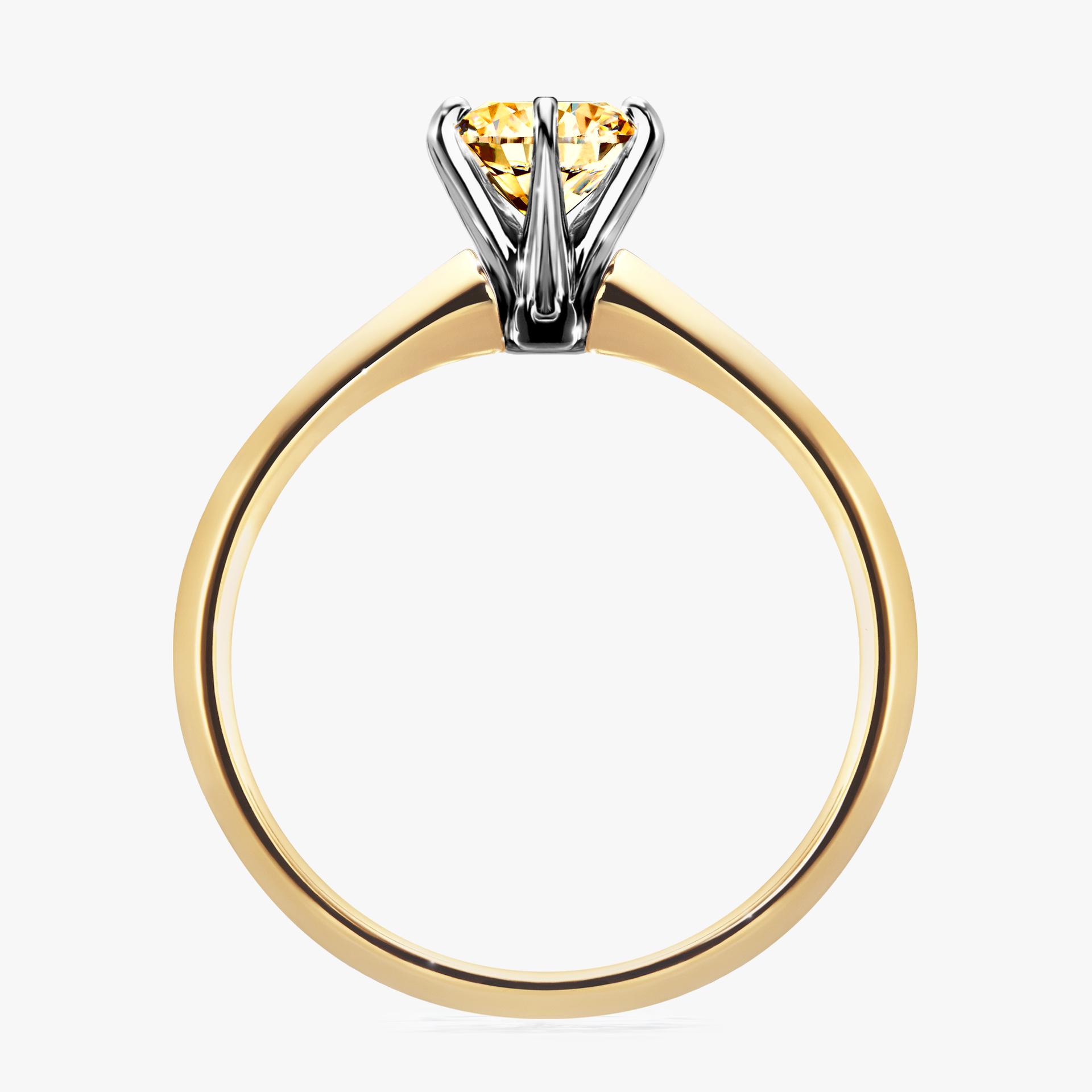 Pierscionek zareczynowy z diamentem zolty 080 CT z zoltego zlota my queen 02